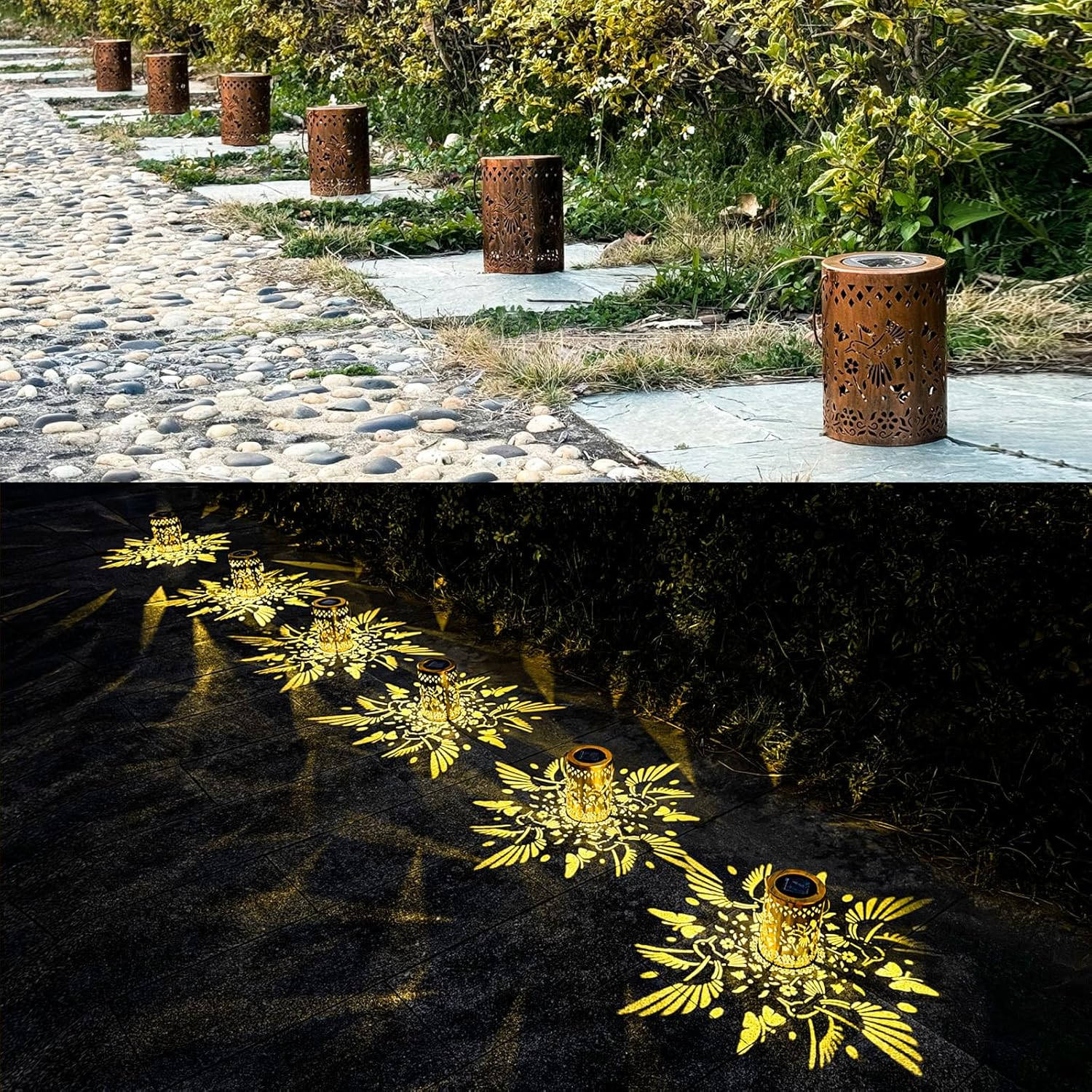 Solar Lanterns Outdoor Waterproof Hummingbird Garden Decor Lantern Birthday Gifts for Women Mom Grandma, Hanging Solar Lights Metal Solar Decoration outside for Yard, Patio, Backyard, Porch, 2 Pack