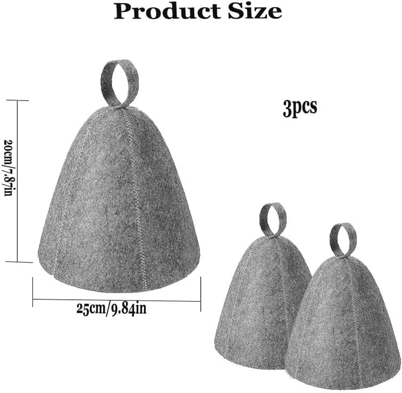 3 Pcs Sauna Hat,Sauna Hats for Men Women,Wool Sauna Hats Sauna Shower Use Caps,Sauna Hat Vaporarium Hat,Sauna Wool Cap Russian Banya Cap,Steam Bath Shower Sauna Accessories Universal for Women Men (A) image number 2