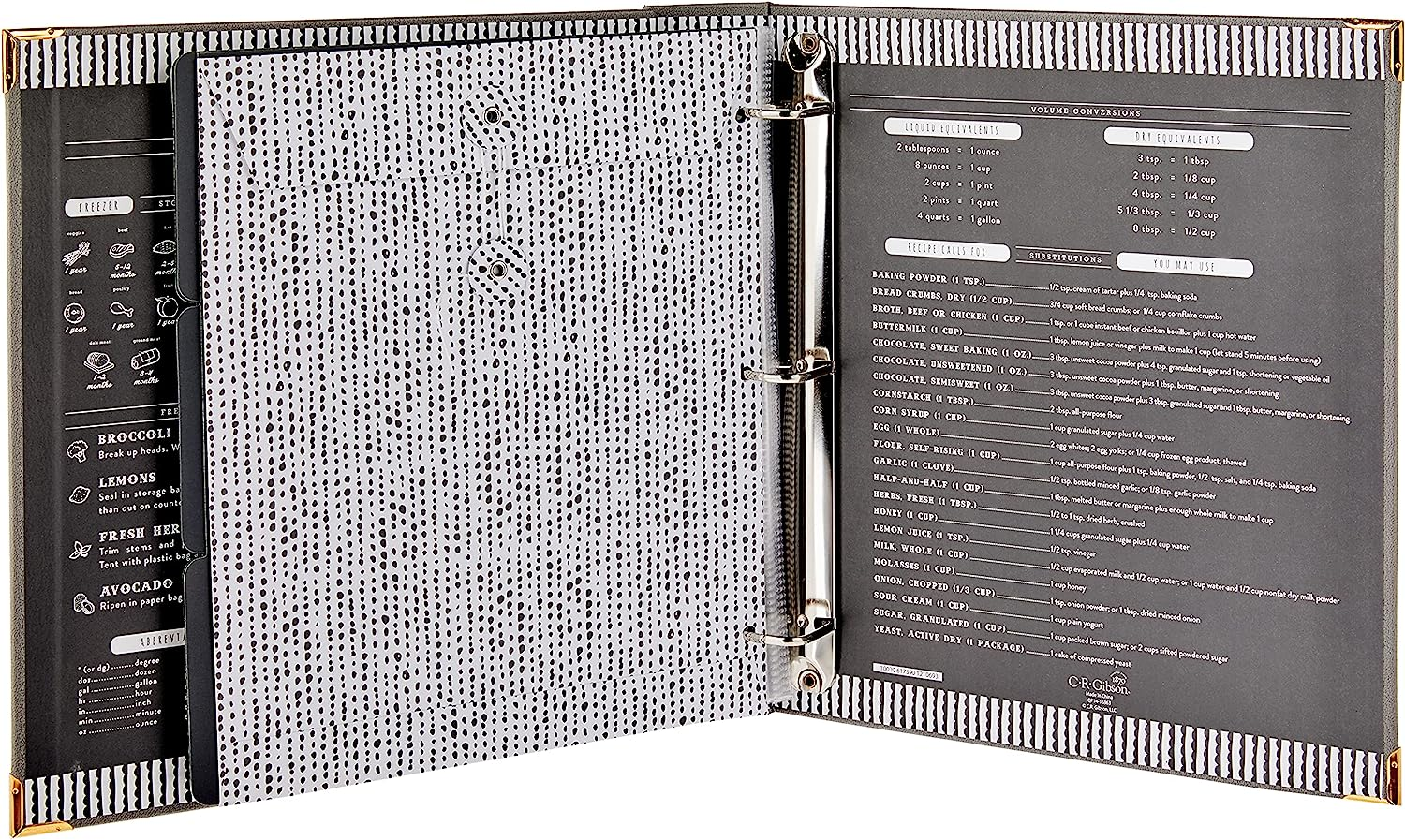 C.R. Gibson Leatherette Recipe Binder, Gray/Multicolor image number 7