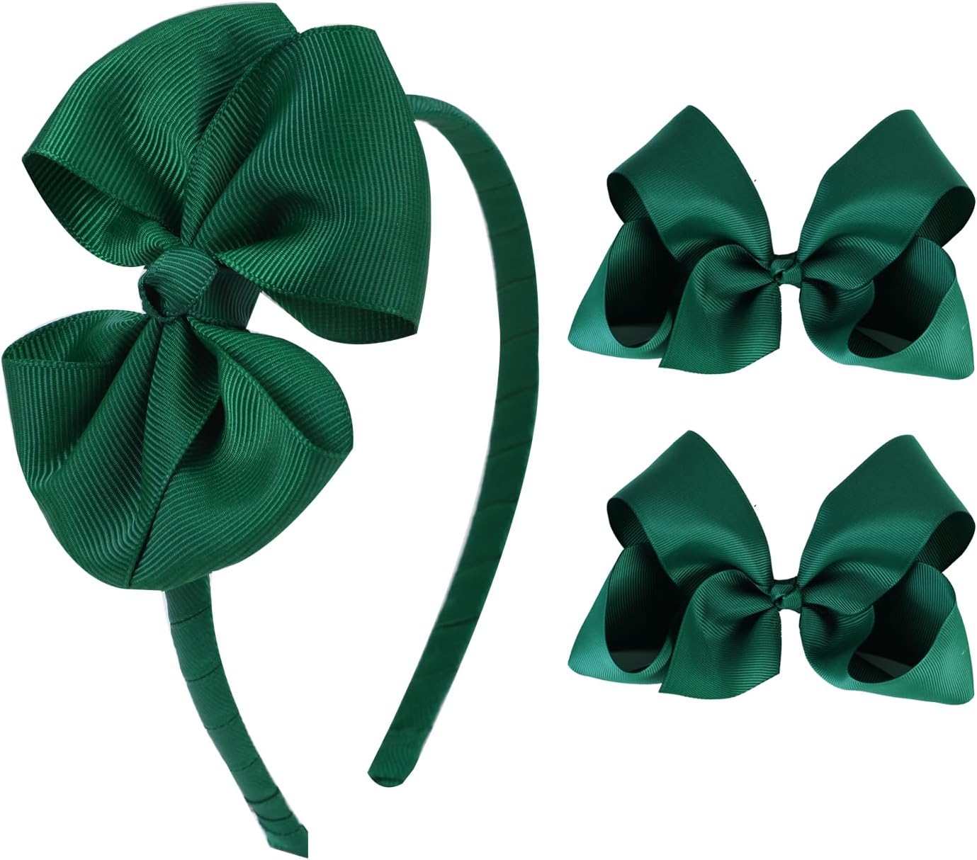 Bow Headband & 2 Pcs 4 Inch Hair Bows Set, Black School Hair Accessories for Little Toddler School Girls (Red)