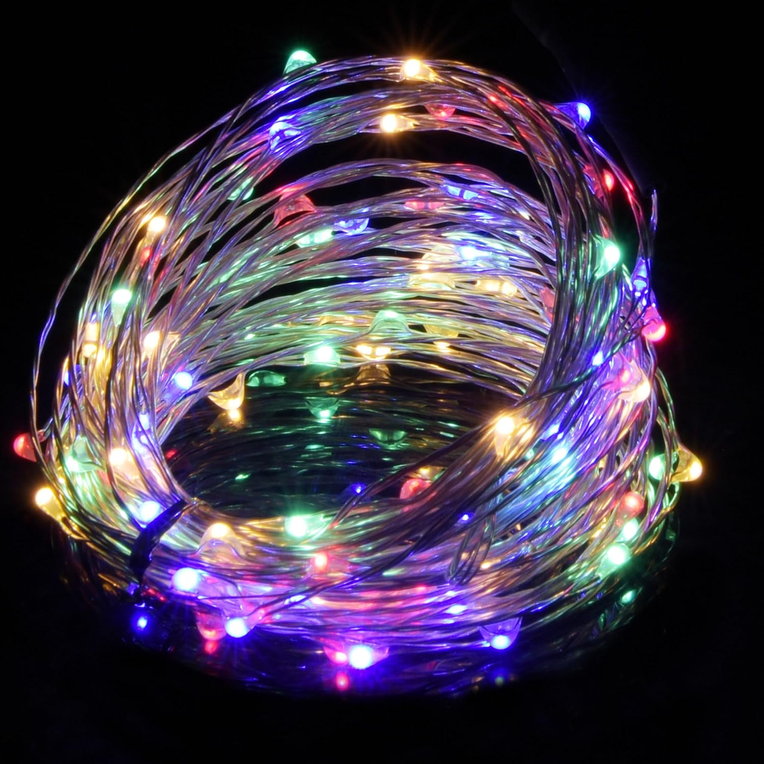 USB Powered String Lights,Led Silver Wire Micro Fairy Lights,5M/16.4Ft 50 Twinkle Lights for Indoor Bedroom Garden Party Wedding Christmas Party Decoration (Multi Colour, 10M/32Ft.) image number 4