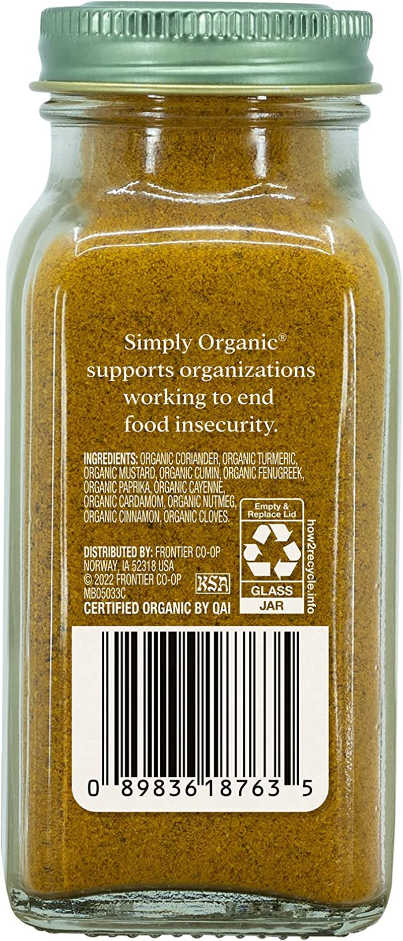 Simply Organic Curry Powder Large Glass, 85G image number 2