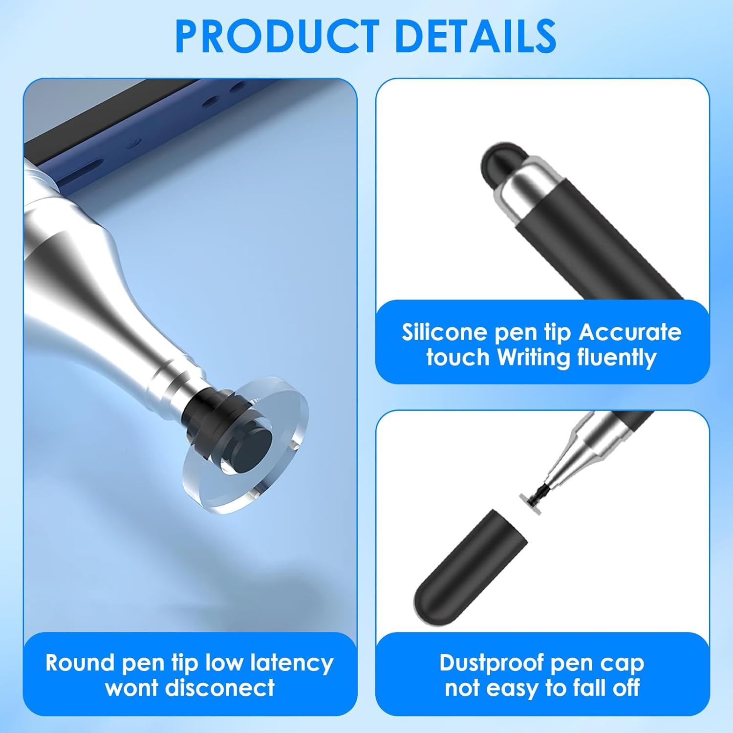 Ozessence 2 Pcs Stylus Pen, Two-In-One Magnetic Stylus Pen Suitable for Tablets Iphone Ipad Laptops All Universal Touch Screen Devices (White/Black) image number 3