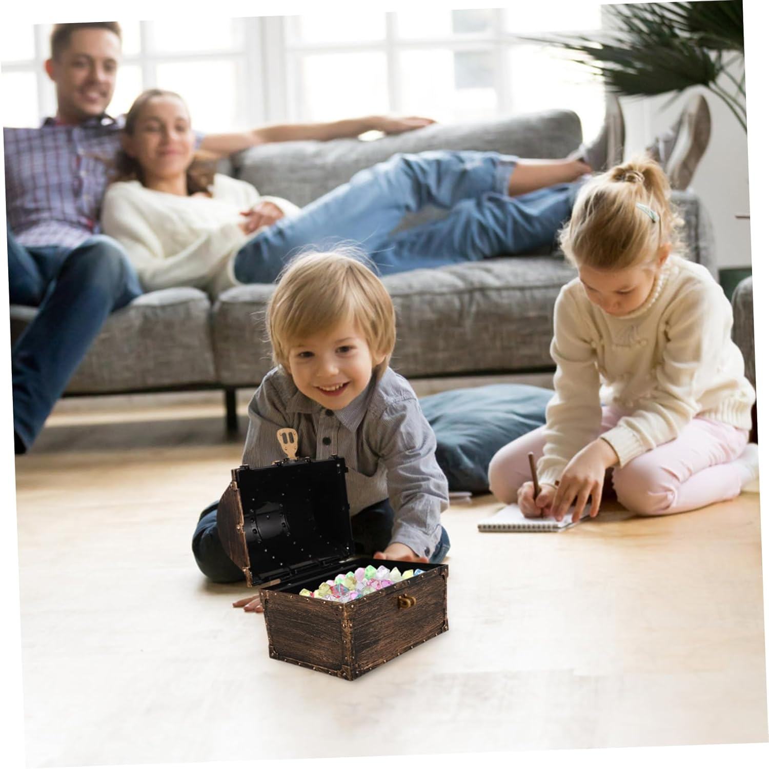 Hohopeti Pirate Treasure Box Decorative Plastic Keepsake Chest for Vintage Style Trinket Organizer for Party Favors Escape Room Props Versatile Storage image number 3