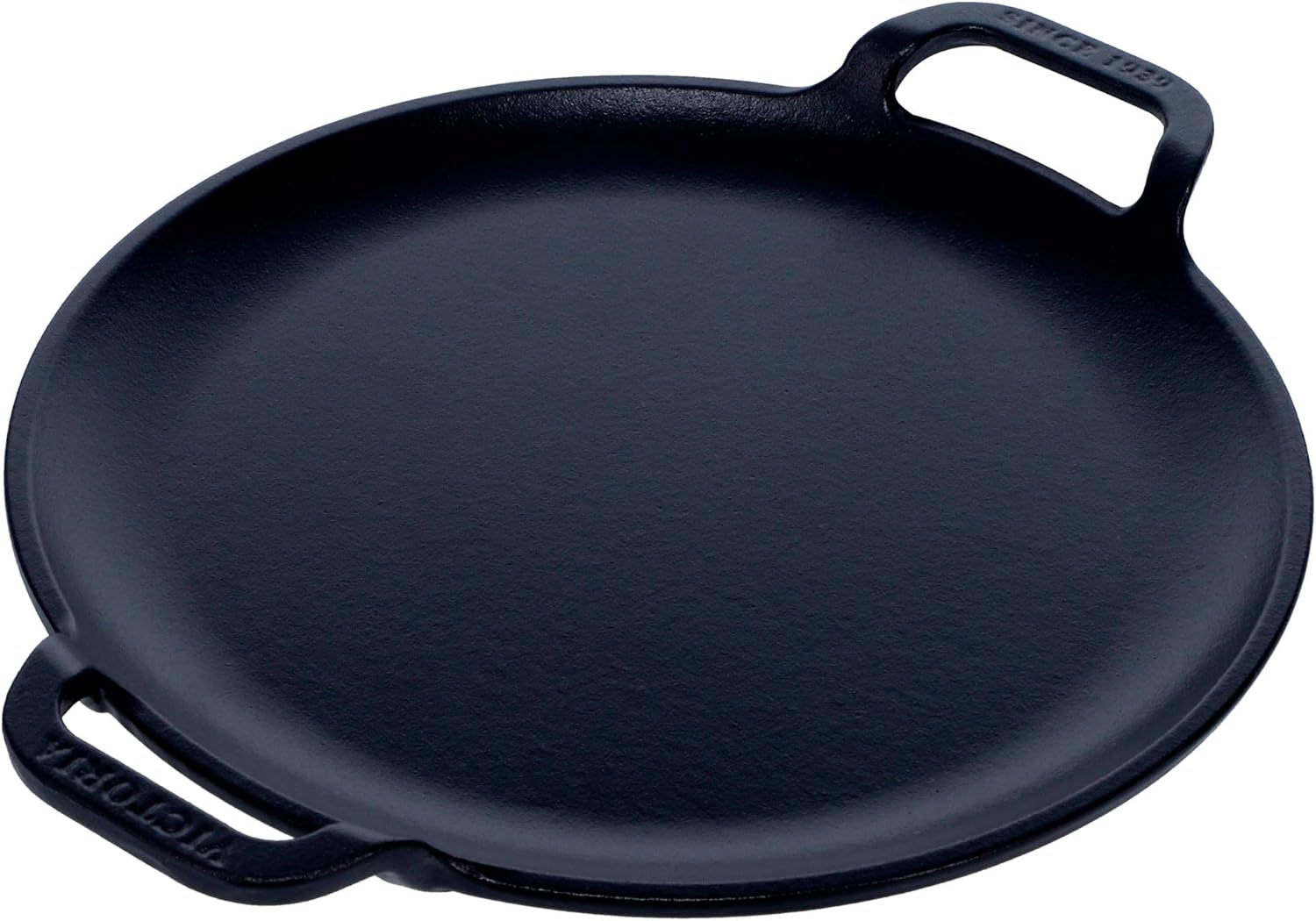 Victoria Induction Cooking Plate for Pizza Enamelled Cast Iron, 25 Cm Frying Pan with Handles, Fire, Barbecue, Oven, Ceramic Hob, Gas, Comal Toxic-Free PTFE Free image number 1