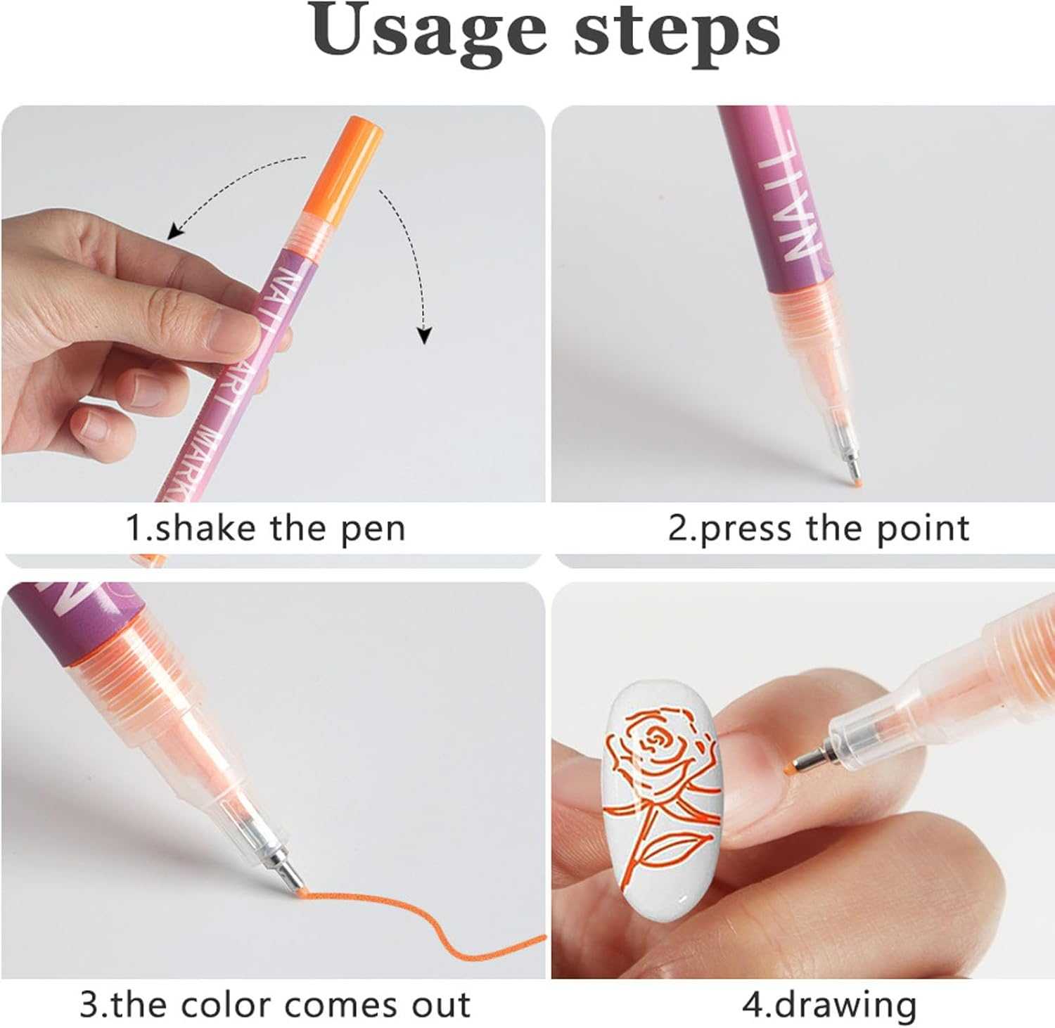 Graceifully 12-Color Nail Pen Set, Entiretotal 12 Colors Nail Art Pens Set, Nail Art Markers Fine Tip, Quick Dry Nail Pens, Acrylic Paint Markers Fine Tip for Nail Art (1Set) image number 3