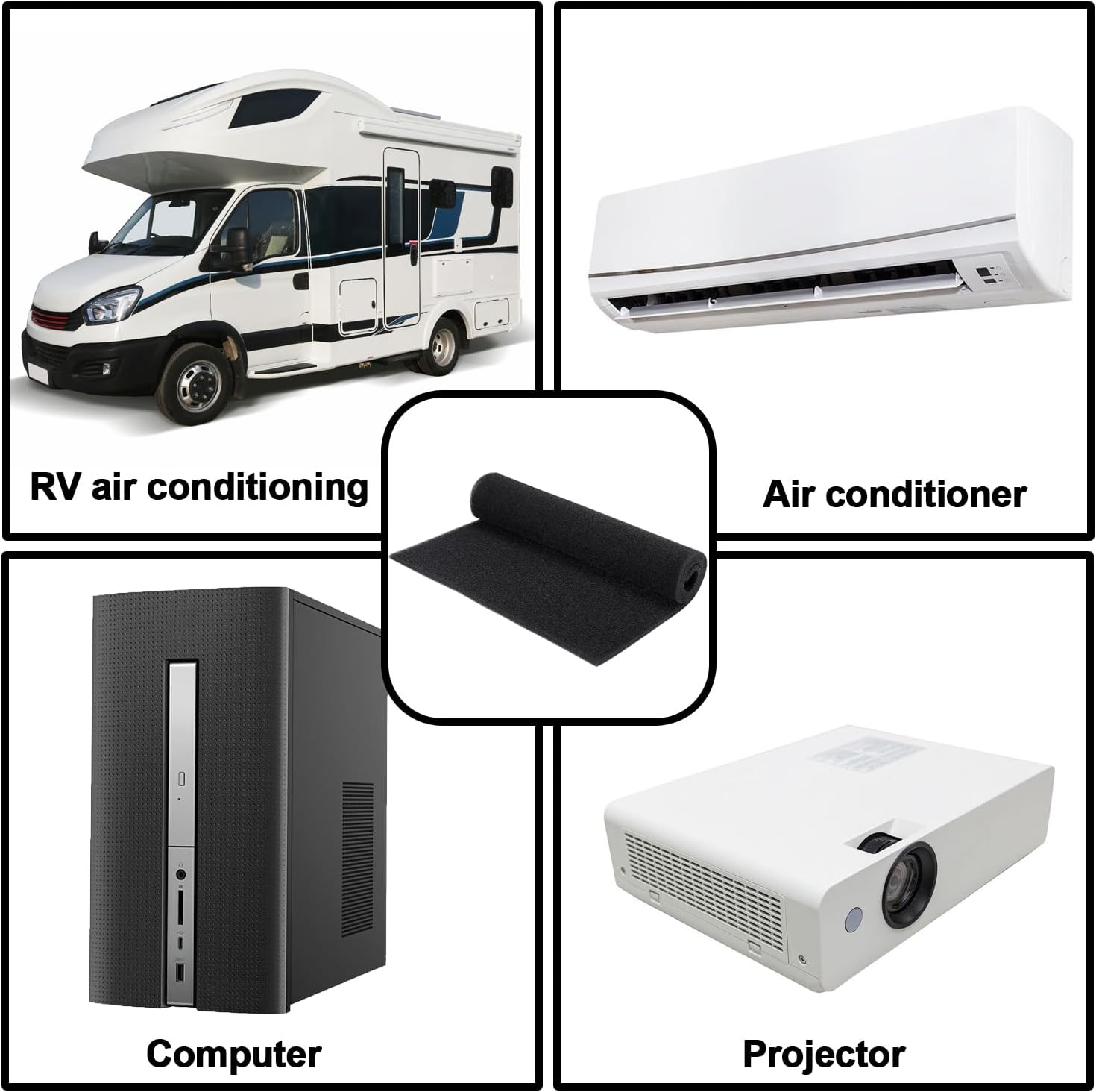 RV Air Conditioner Replacement Filters - 3PCS, 15"X 23.6" X 1/5", Foam, Charcoal Sheet, Washable, Reusable, Carbon Pad Air Purifier Filters for AC Window Unit image number 1