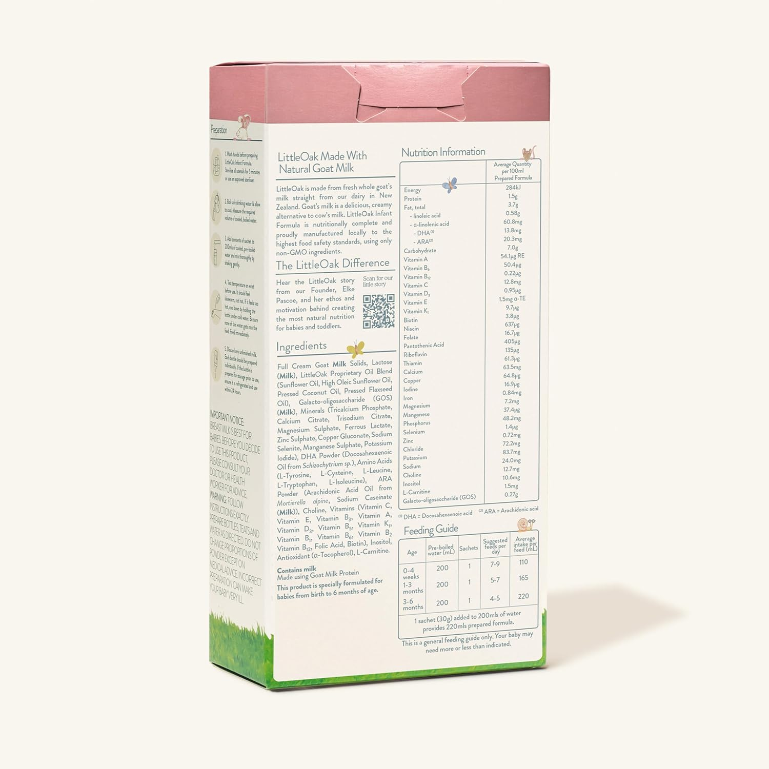 Littleoak Natural Goat Milk Infant Formula, Stage 1, 0-6 Months, 6 X 30G Sachet image number 1