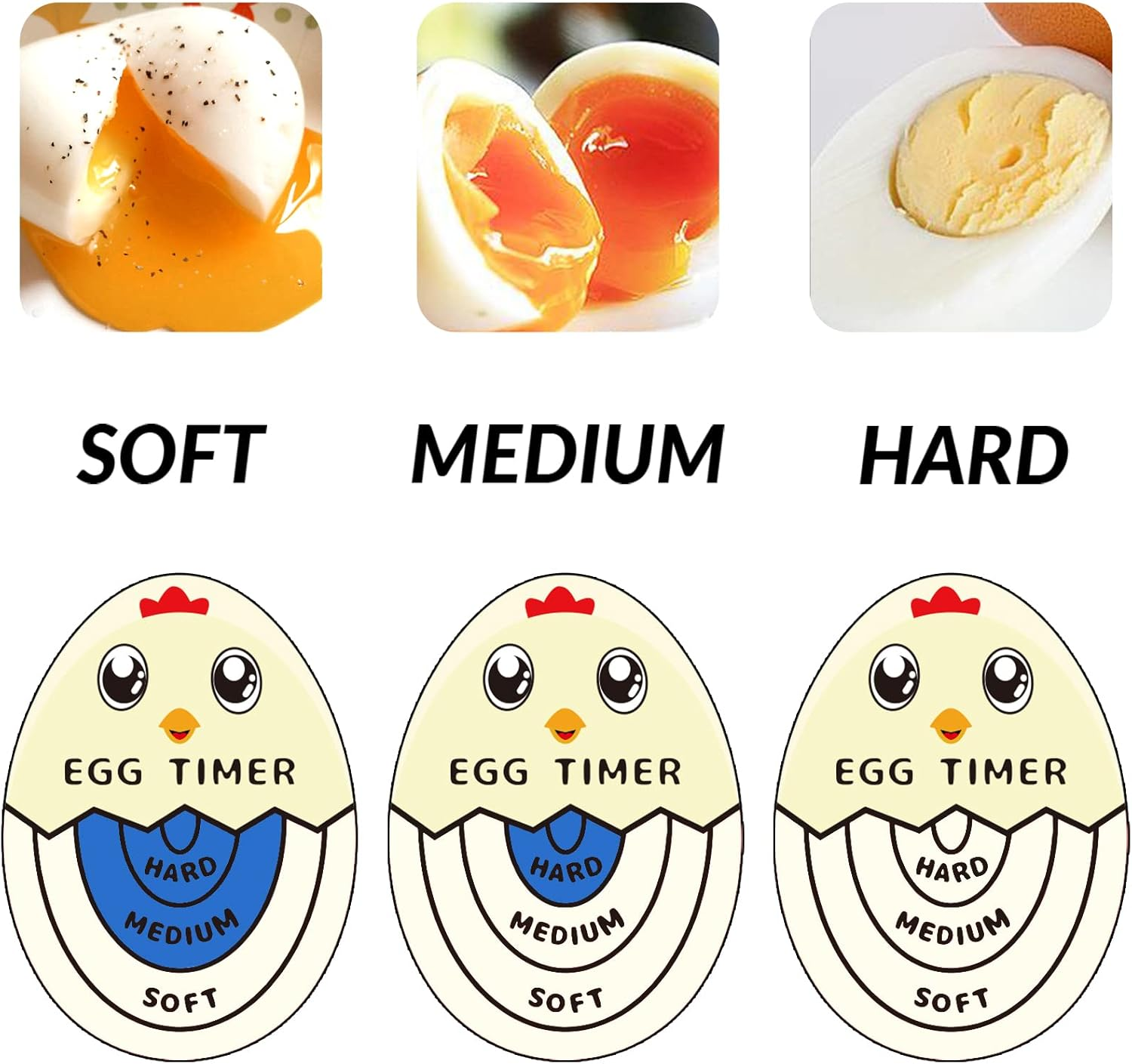 Lasubst Egg Timer for Boiling Eggs That Changes Color When Done, Blue, Pack of 2 - 2, Classic Red image number 2