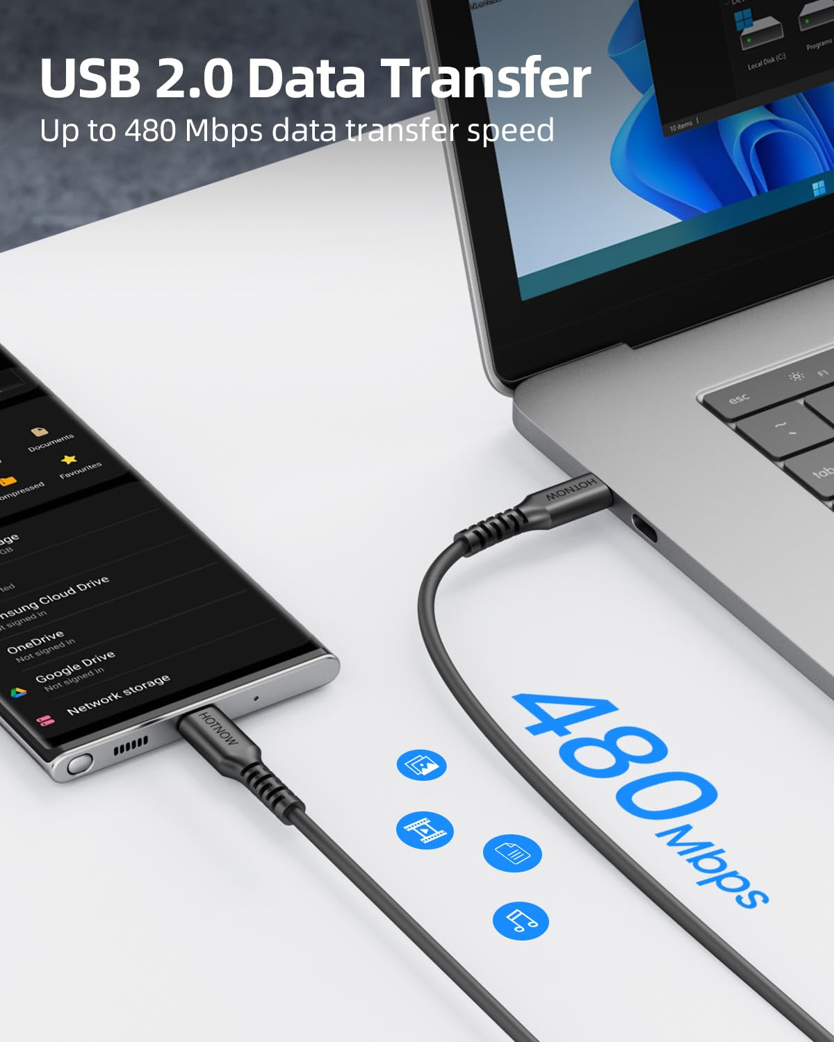 HOTNOW Short USB C to USB C Cable 0.5M 3Pack, 50Cm Type C to C 65W Fast Charging Cable Compatible with Iphone17 16, Galaxy S25 S9, Power Bank and Other Type C Devices image number 3