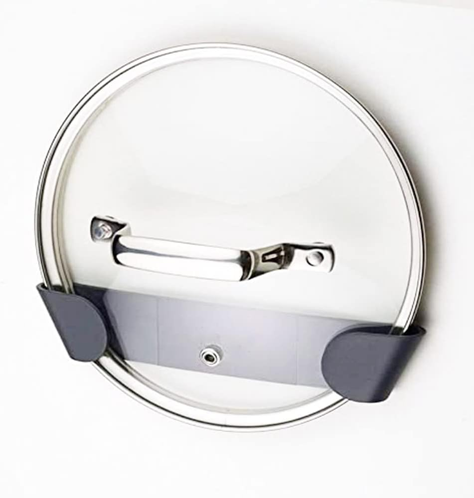 Tooloflife Pot Lid Racks Wall Mount Pan Lid Holder Punch-Free Black Pot Lid Storage Organizer Hanging Pan Cover Organizer Plastic Cutting Board Storage for Home Kitchen(4Pack) image number 1