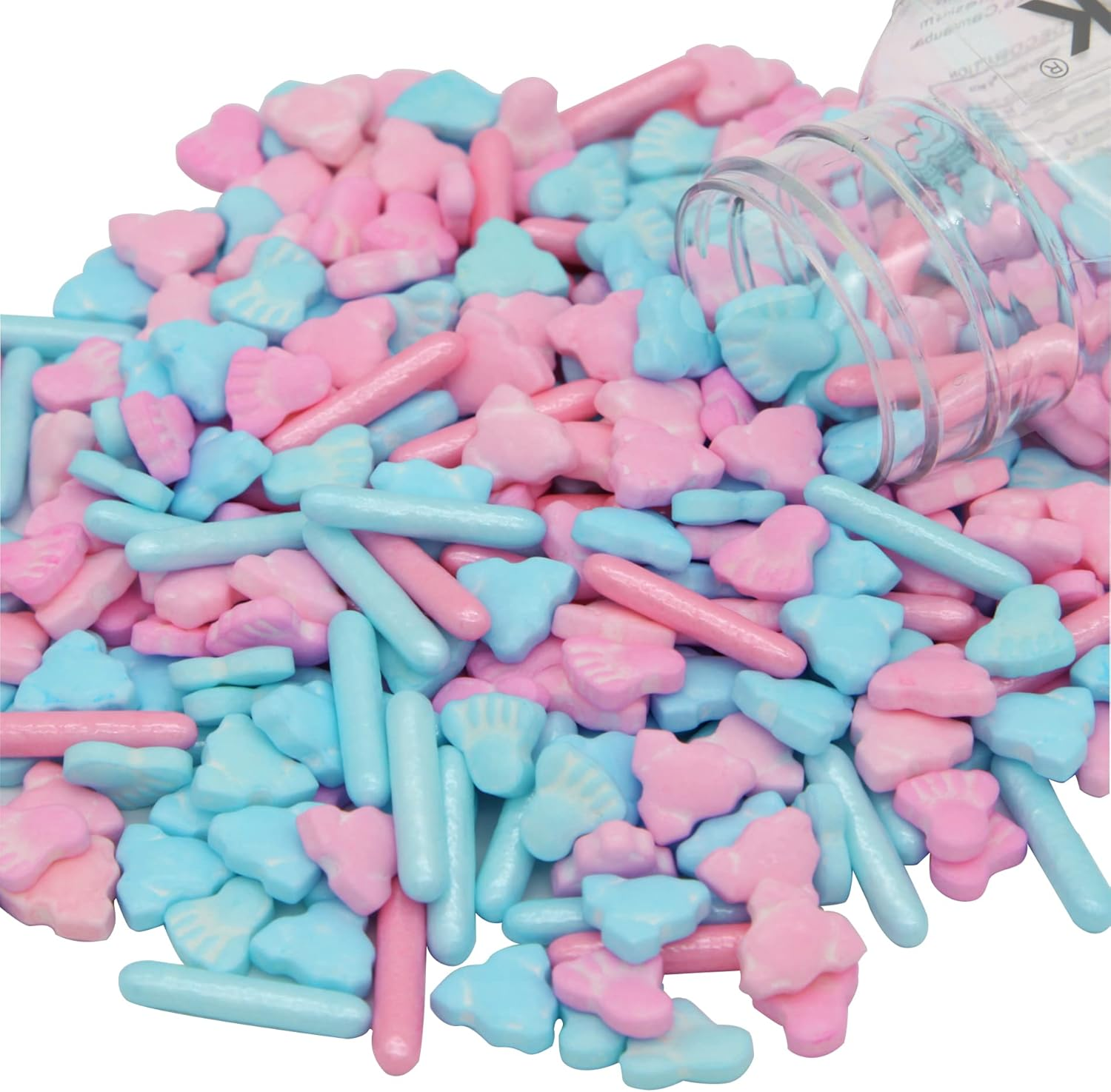 HIFUNBK Sprinkles for Cake Decorating, Edible Pearl for Cookie Cupcake Toppings, Cake and Cookie Decorating Supplies, Rainbow Pearl Sugar for Baking Decoration, 100G in Reusable Container (Sea)