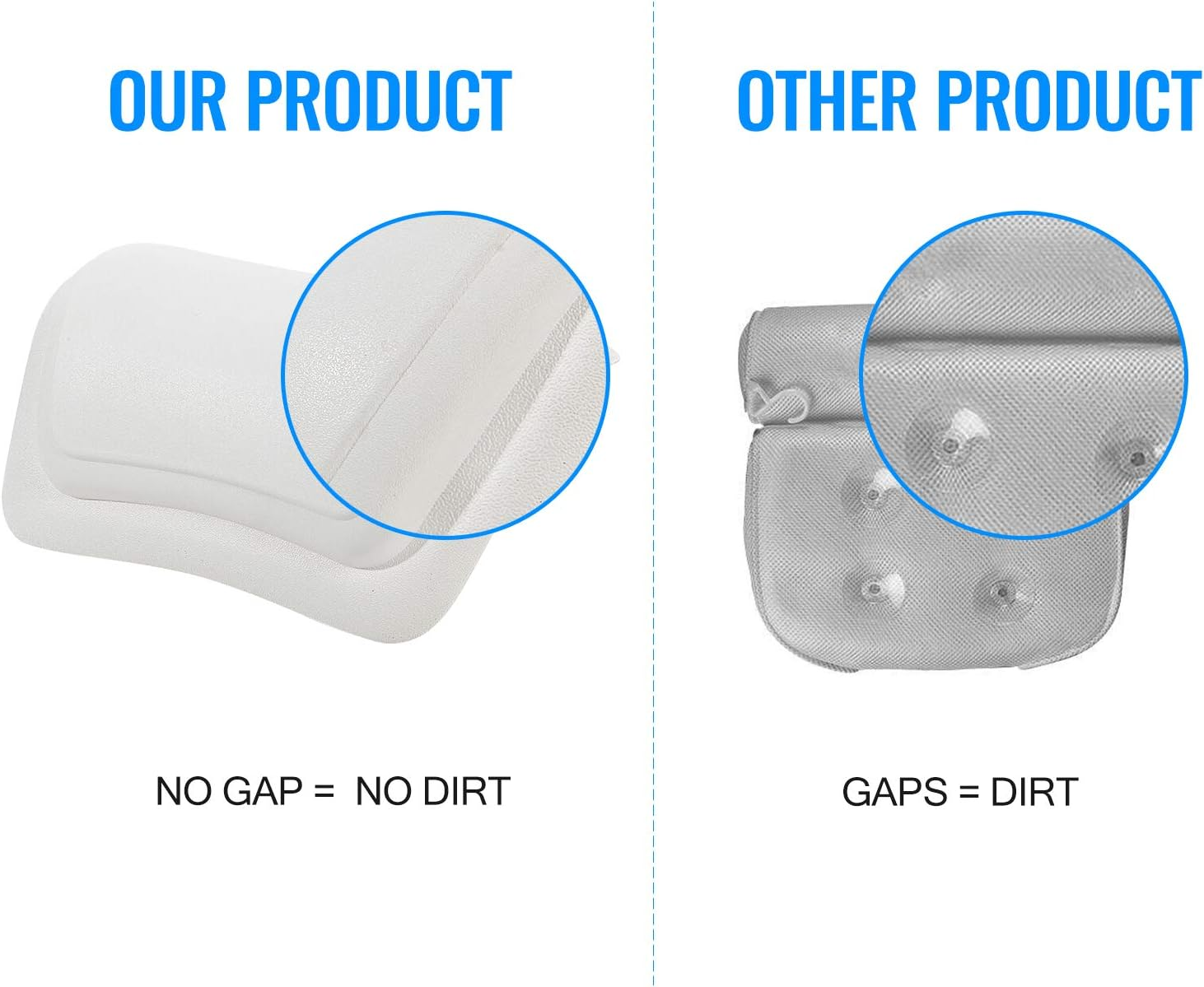 New Generation Bathtub Firm Hard Pillow , One-Piece Molding Seamless Technology Water Resistant Human Engineering Design to Support Head and Neck Bath Pillow Fit for Rectangular Tub Only (13X8In)