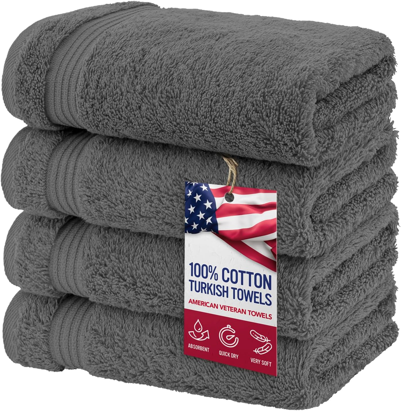 American Veteran Towel, 6 Piece Towel Set for Bathroom, 100% Cotton Turkish Bathroom Towels, 2 Bath Towels 2 Hand Towels 2 Washcloths, Yellow image number 3