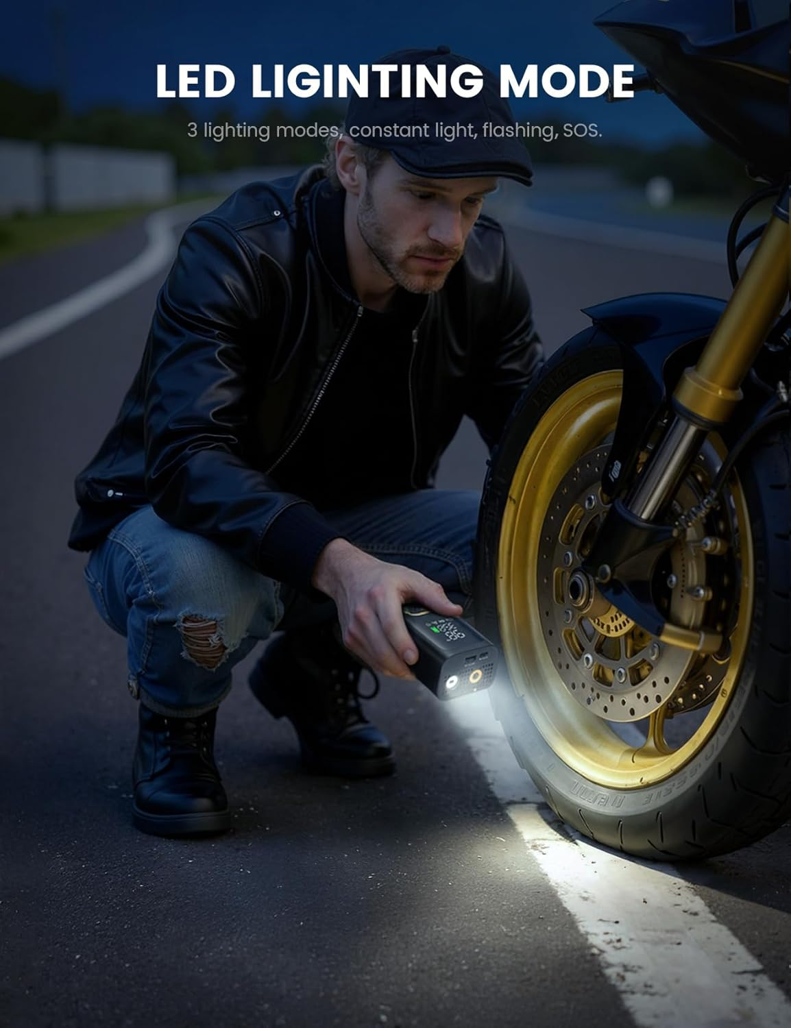 Tire Inflator Portable Air Compressor - Lamicall 150 PSI Cordless Car Air Tire Pump, Rechargeable Fast Inflate, Electric Bike Pump, Digital Pressure Gauge, LED Light, for Auto Motorcycle Ball image number 6