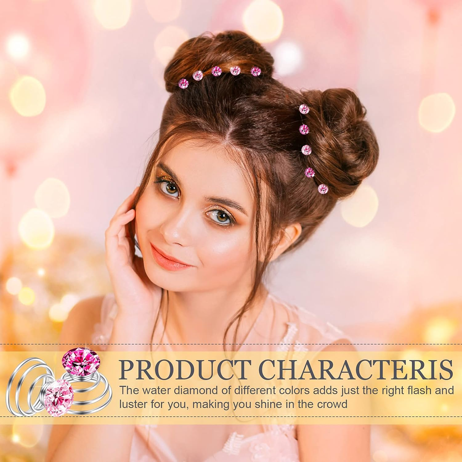 Xinnun 48 Pieces Rhinestone Hair Clips, Spiral Twist Hairpins with Rhinestone Crystal Metal Base, Hair Accessories for Wedding Bridal Prom Party, 1.4 Cm/ 0.6 Inches Diameter, 48 Pieces image number 6