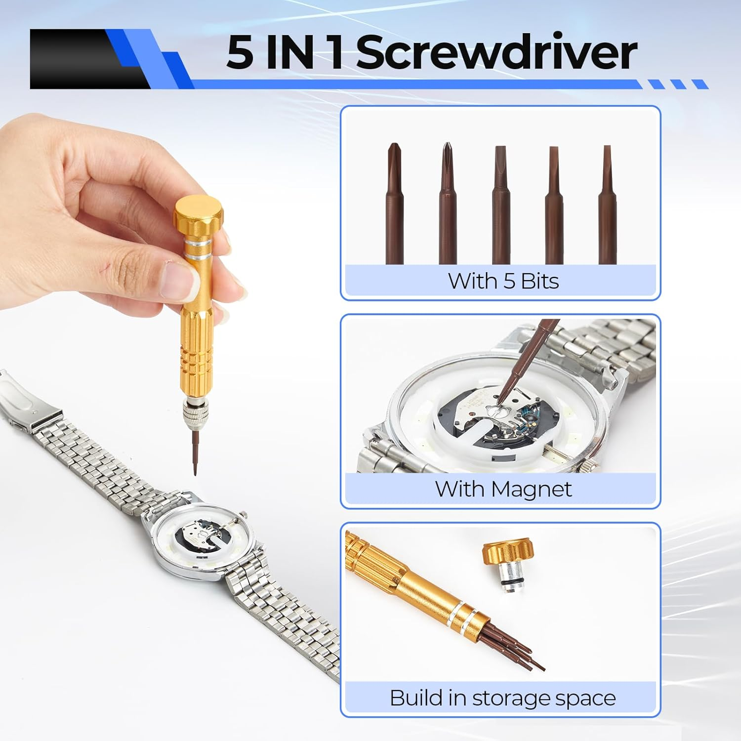 Watch Repair Kit, Ohuhu 192 PCS Watch Battery Replacement Tool Kit, Watch Link Removal Tool, Watch Back Remover Tool, Watch Tool Kit, Professional Watch Repair Tools with Carrying Bag, User Manual image number 2