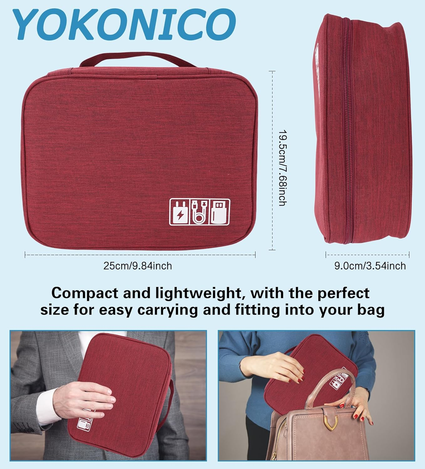 Electronics Organizer Bag, Cord Organizer Travel, Portable Tech Bag,Waterproof Cable Case, Travel Essentials for Cord/Charger/Earphone/Usb/Tablet/Electronic Accessories image number 4