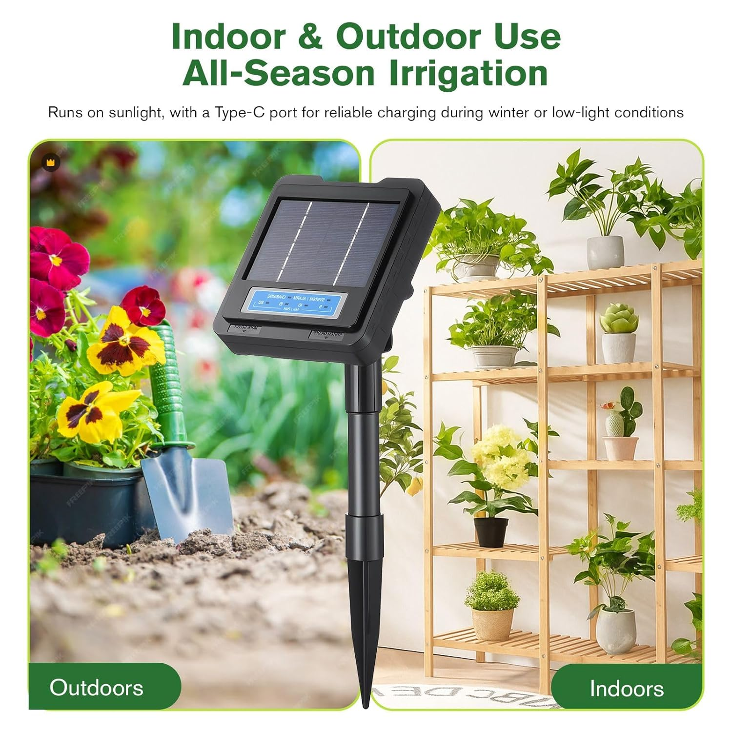 Solar Irrigation Auto Garden Watering System Automatic Deep Drip Kit DIY Green Household Potted Plant Smart Timer Modes Energy Powered Device 20M Hose image number 6