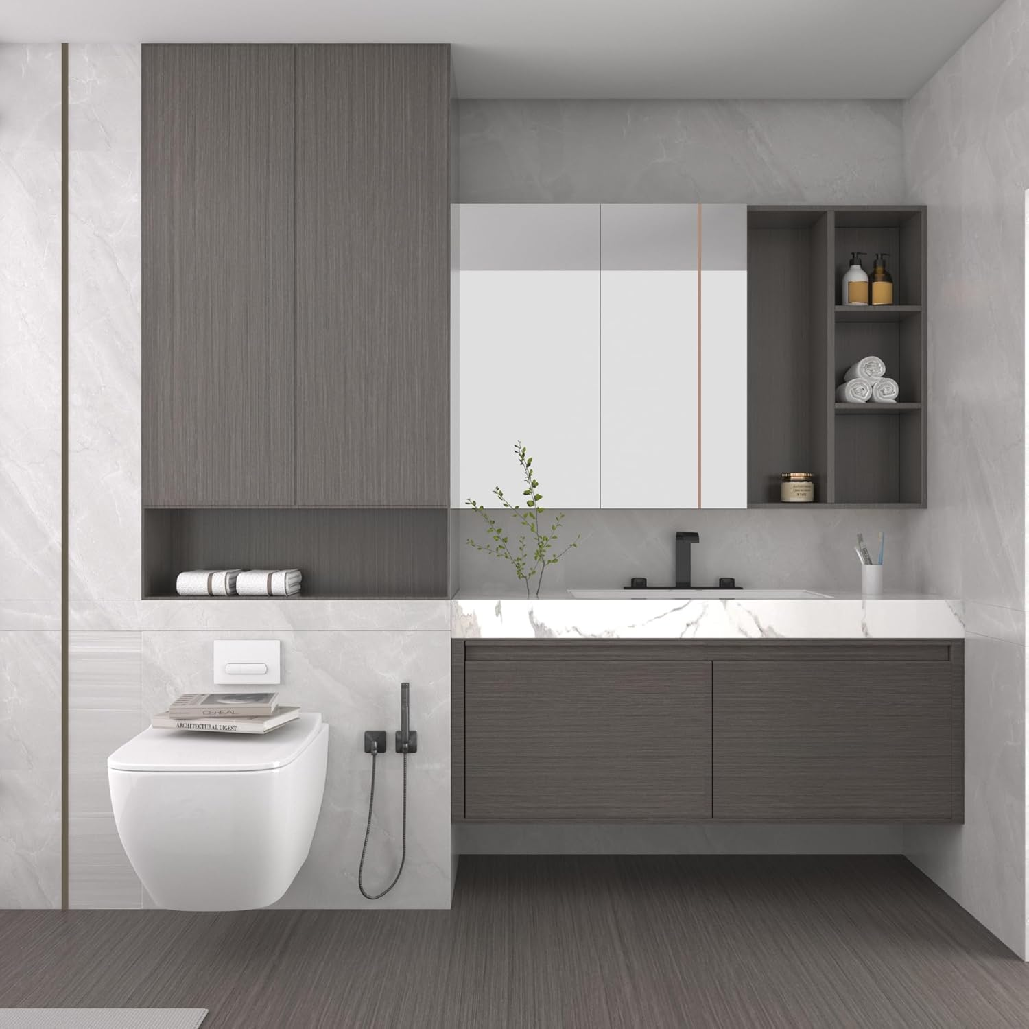 40Cmx10M Grey Brown Wood Wallpaper Peel and Stick Self Adhesive Removable Renter Friendly Wall Paper Faux Woods Grain Vintage Contact Paper Thick Cabinet Vinyl Wrap for Bedroom Apartment Kitchen Decor image number 6