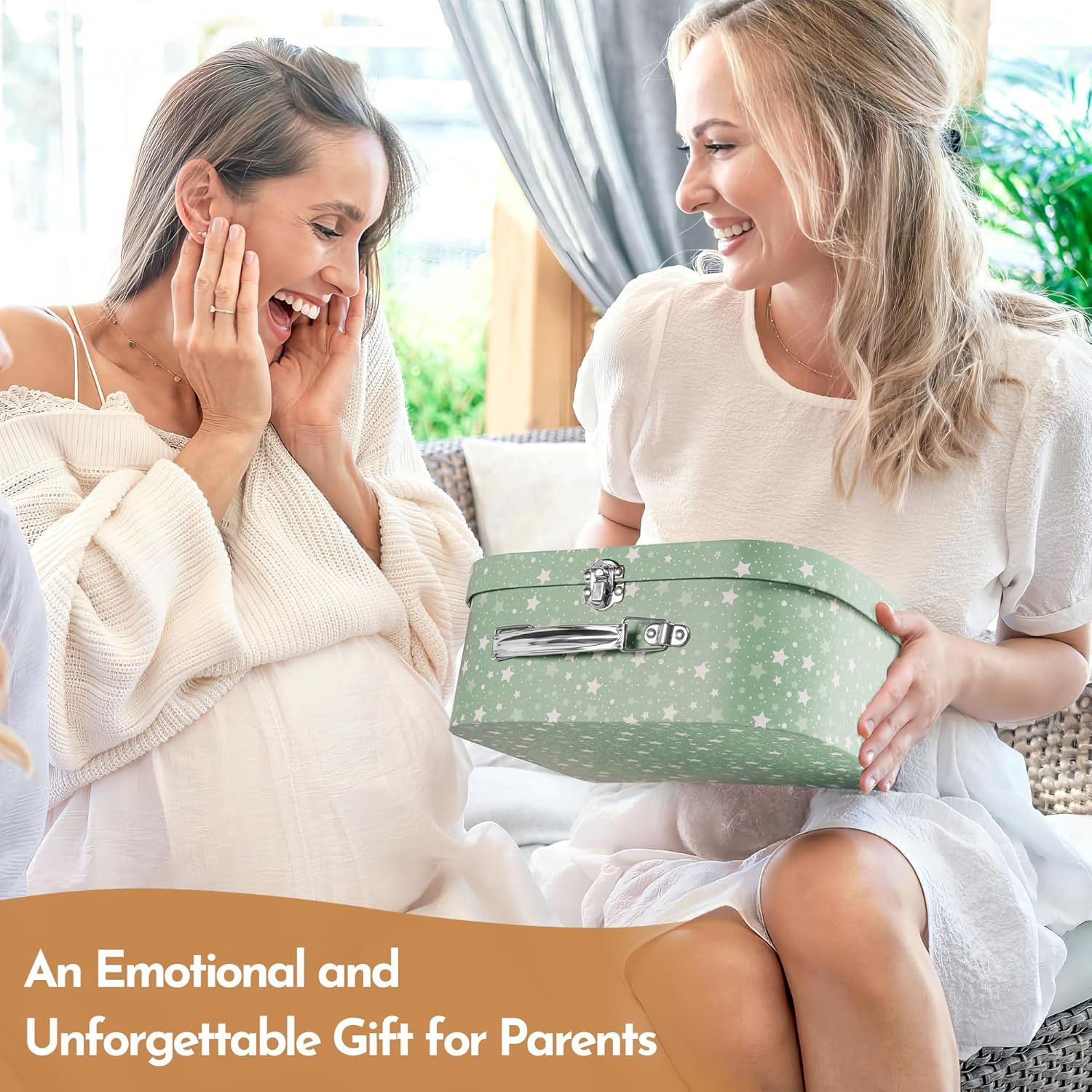 Premium Baby Shower Gifts Basket - 100% Cotton Baby Essentials with Muslin Swaddle Blanket, Keepsake Kit, Bib & Teether Toy | Baby Boy Gifts & Girl Gifts image number 4