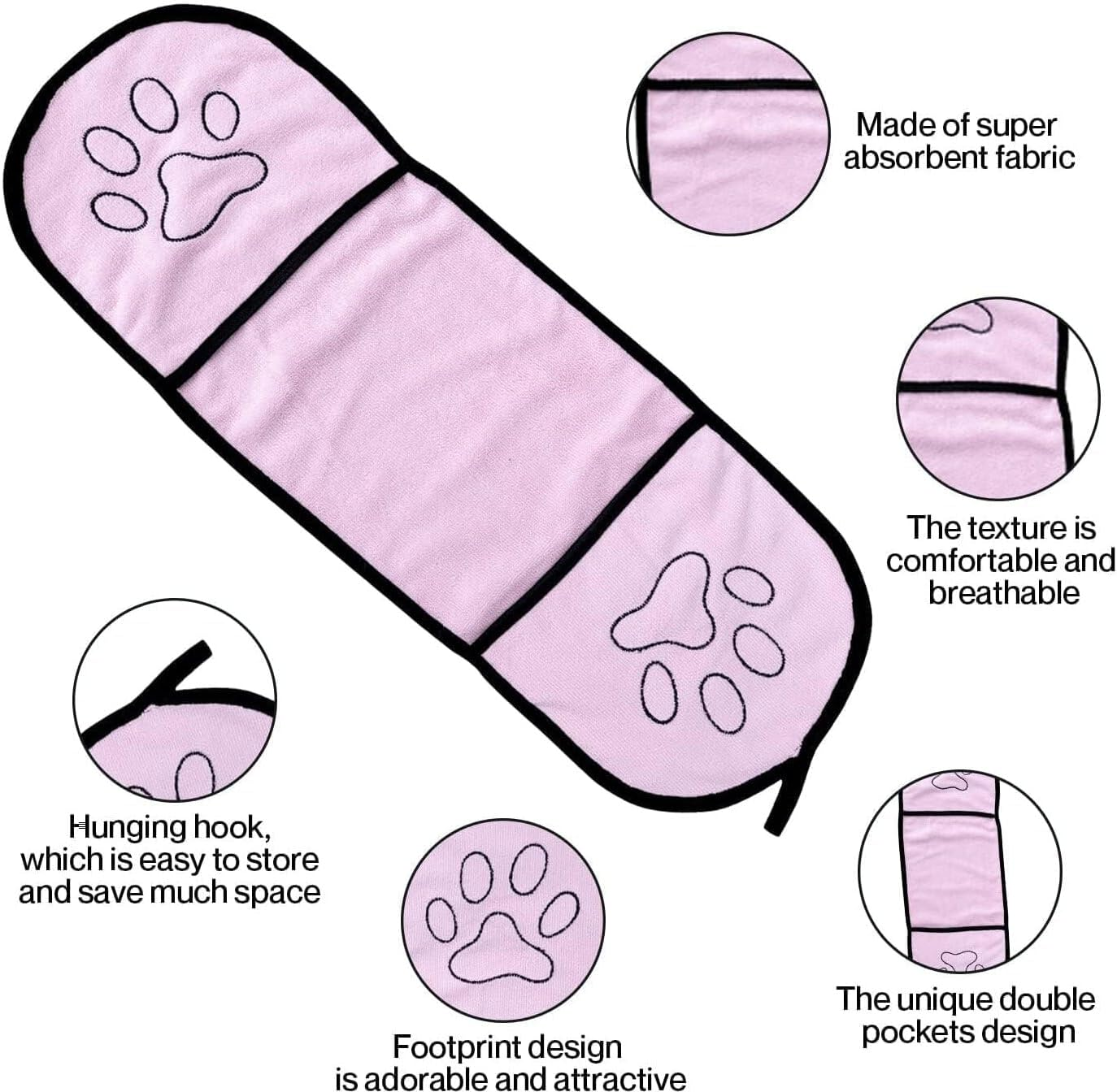Absorbent Quick Dry Pet Towel Mitt with Pocket, 2Pcs Microfiber Pet Bath Towel Mitts with Pockets,Absorbent Dog Cat Towel Mitts with Pockets,Microfiber Dogs Washcloth Quick Drying for Pets image number 5