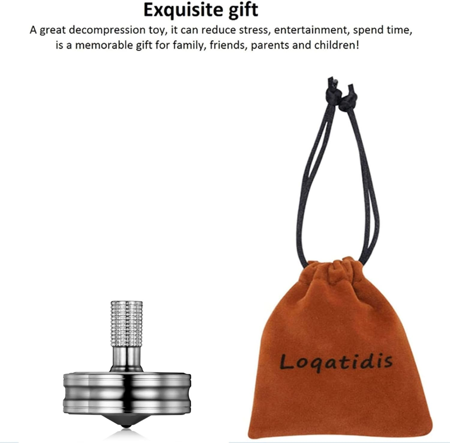 Premium Stainless Steel Spinning Top, Great CNC Machined Made, Perfectly Balanced, Spin Long Time, Easy to Twirl, Time Killer, Kinetic Desktop EDC Fidget Toys (M, Silver) image number 5