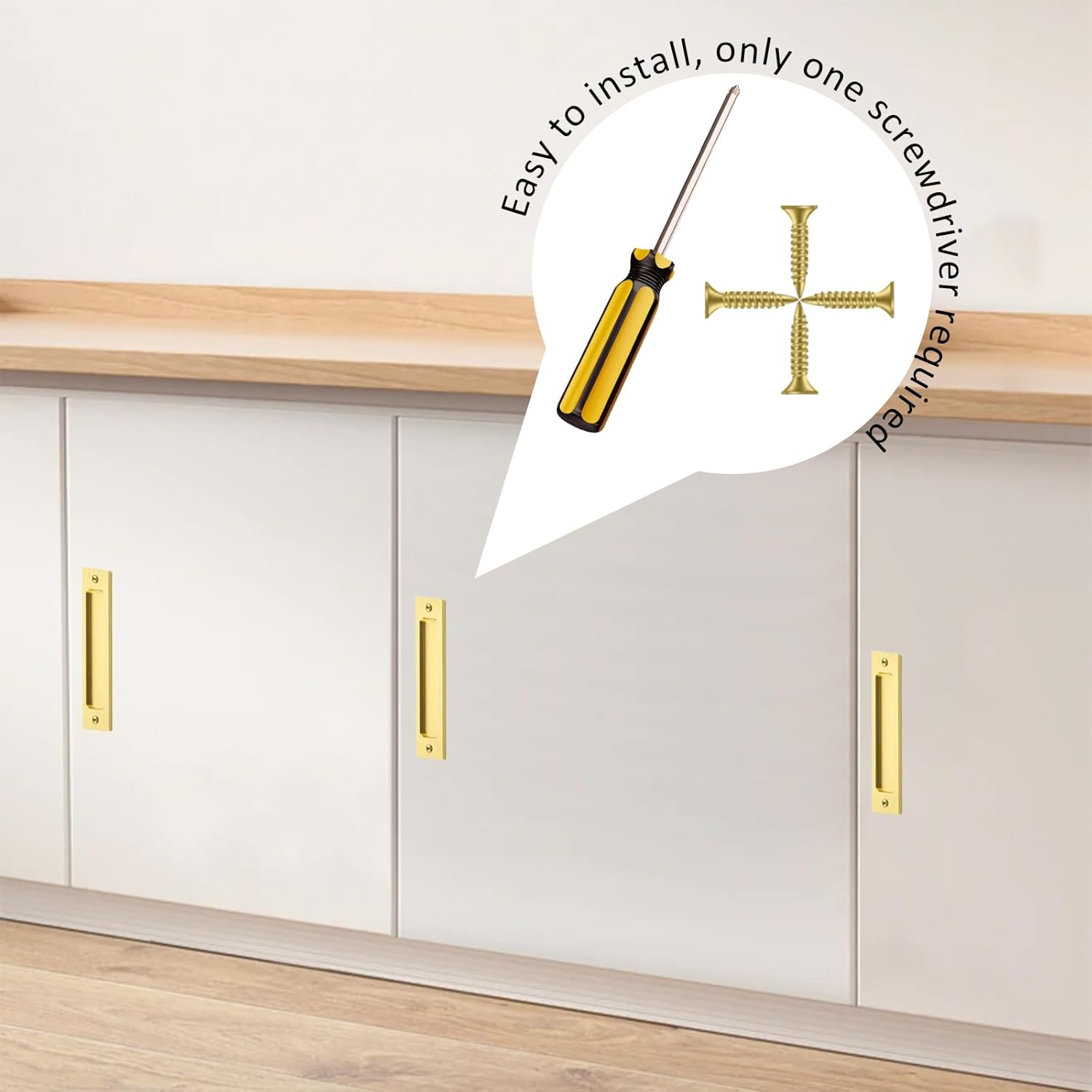 INCAUCA 2 Pack Barn Door Handles, 6 Inch Flush Door Pull, Recessed Door Handles, Sliding Closet Door Finger Pull, Rectangular Flat Plate for Pocket Door Drawer Cabinet Cupboard (Gray)