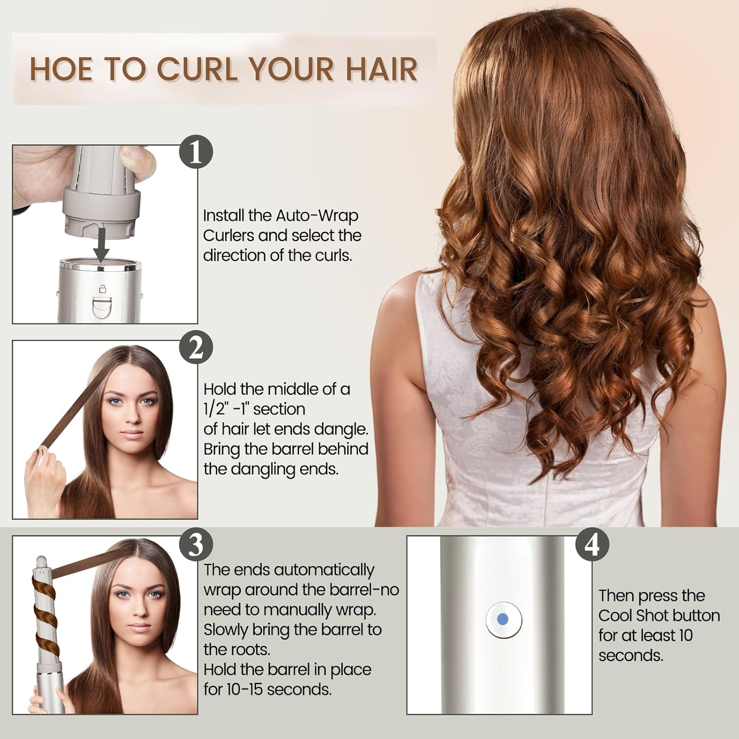 Chivixe 1.2In Long Hair Curling Barrel Attachment for Shark Flexstyle, Auto-Wrap Curling Iron Curlers to Create Natural Classic and Textured Waves Loose Curls Waves image number 5