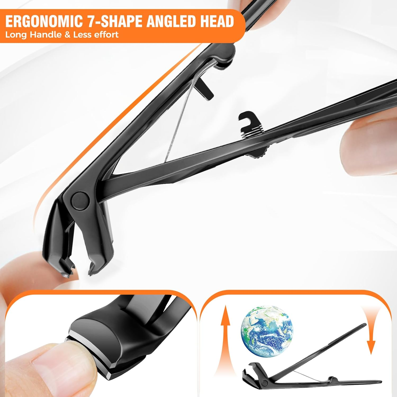 Nail Clippers for Men Thick Nails, Angled Head Large Toe Nail Clippers for Seniors Toenail Clippers with Wide Jaw Opening Sharp Upgraded Slanted Curved Ingrown Toenail Clippers No Splash Nail Cutter image number 6