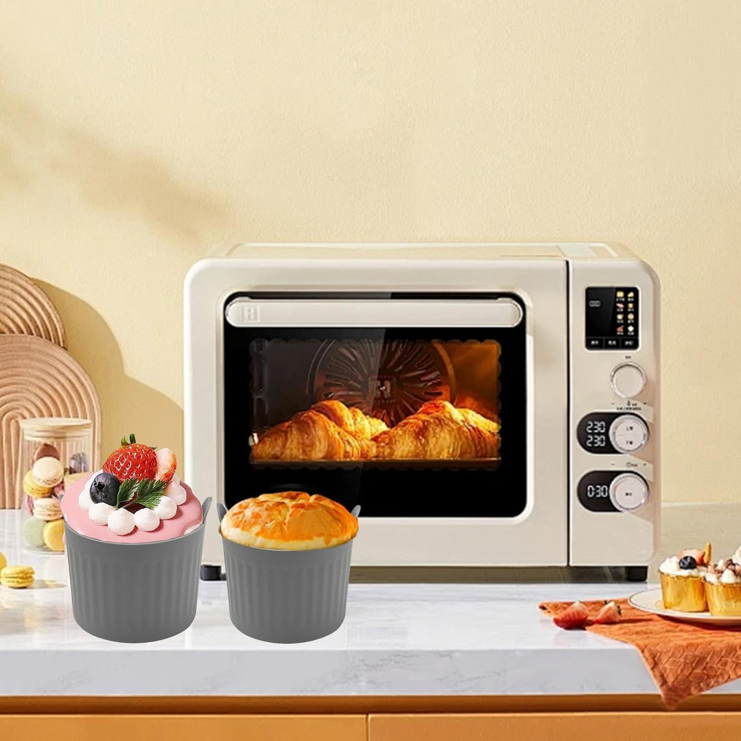 6Pcs Silicone Cupcake Moulds, Reusable Kitchen Muffin Mold Cups for Hot Air Fryers, Microwave Ovens, Ovens & Steamers, for Baking Soft Muffins Cups for Party Halloween Christmas