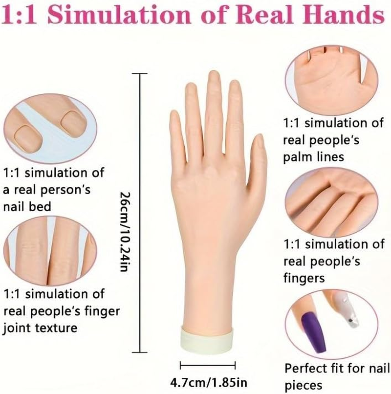 1 X Practice Nail Art Trainer Training Hand Tool Left Flexible Hand Model Flexible Display Hand Manicure Practice Prosthesis Hand for Nails