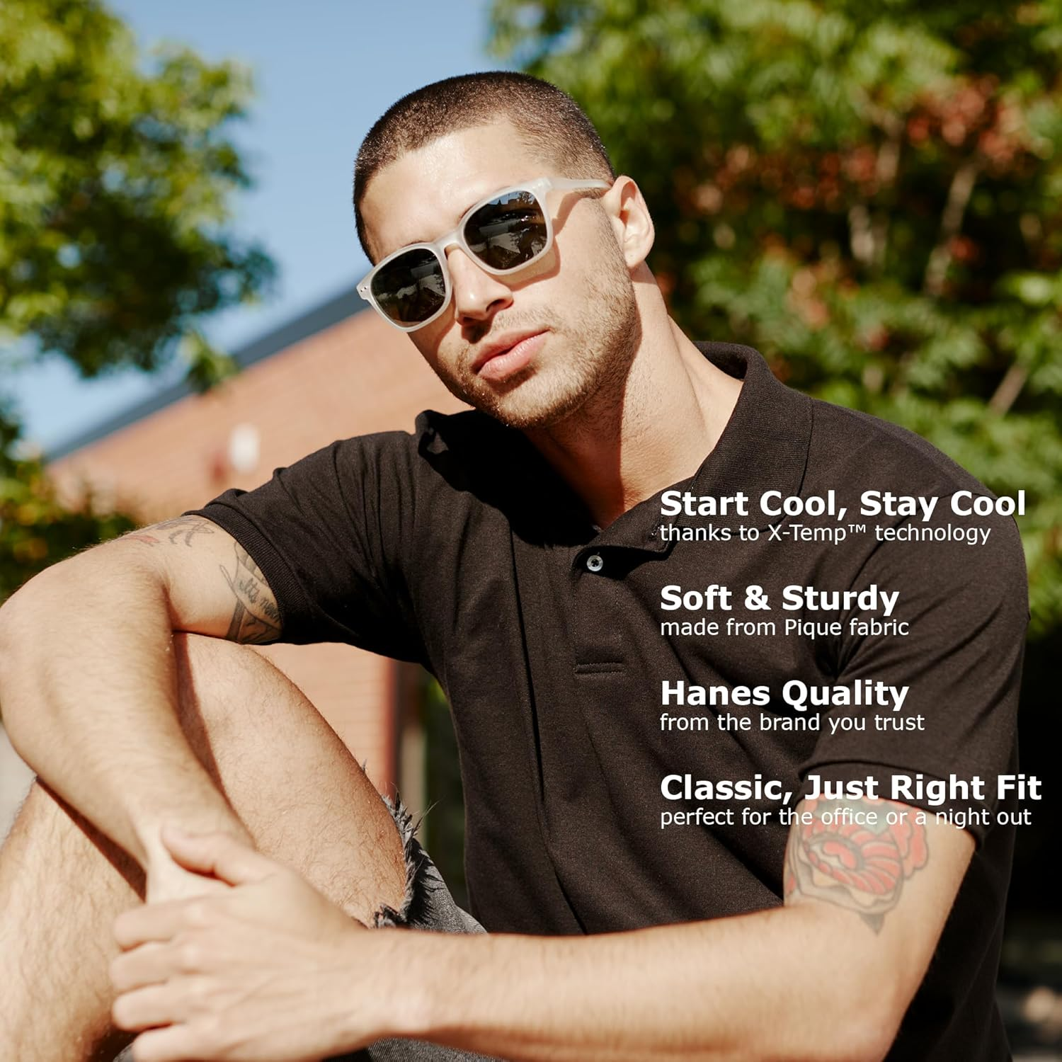 Hanes Men'S Short Sleeve X-Temp W/Freshiq Polo