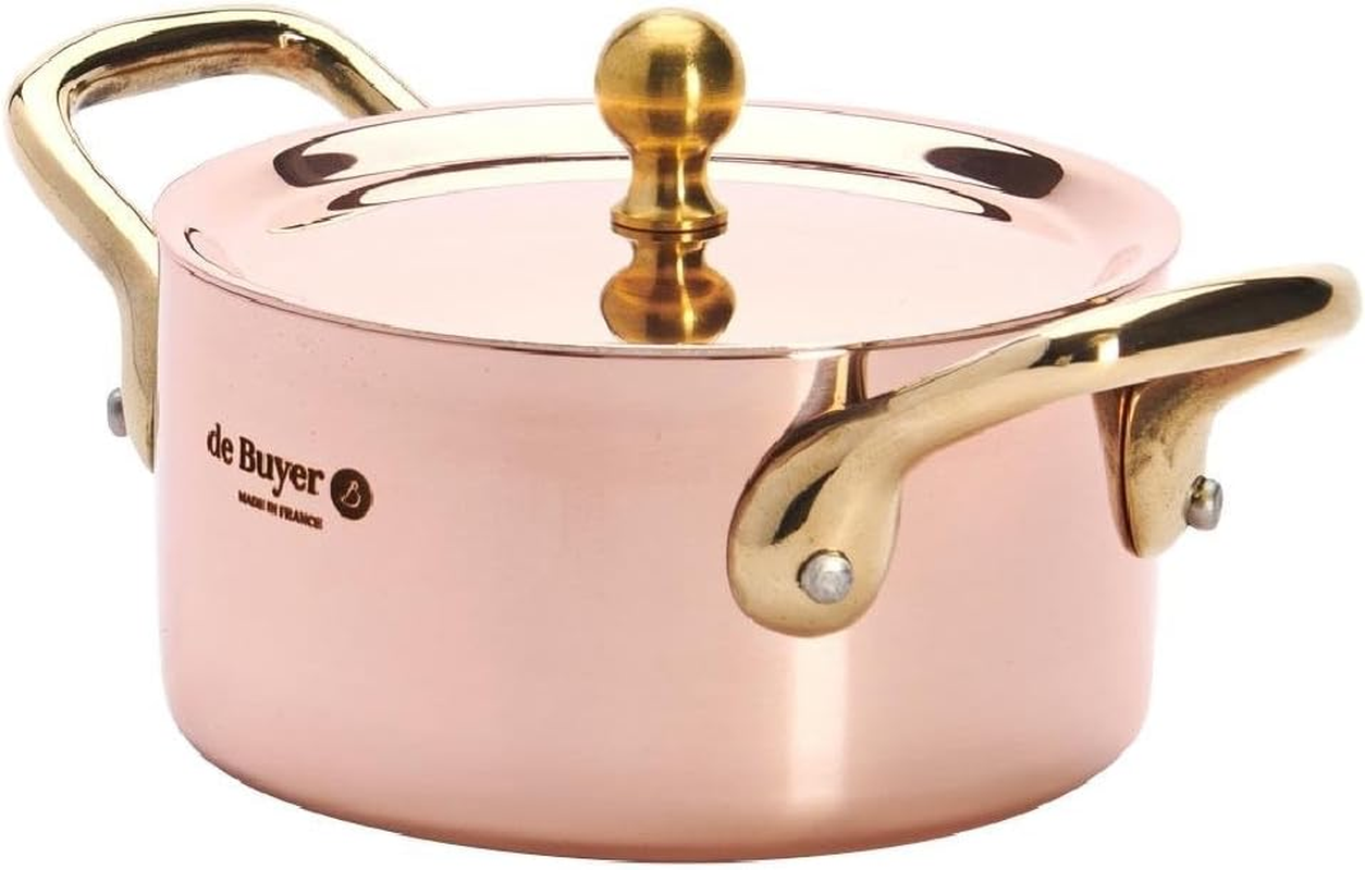 DE BUYER Copper/Stainless Steel Mini Stewing Pot with Lid, 10 Cm, Brown image number 5