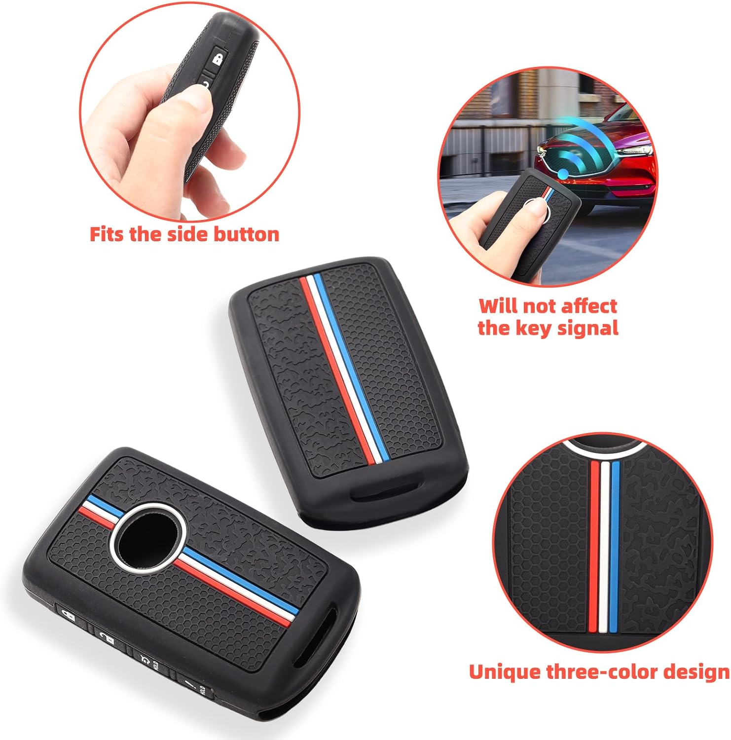 Fiohiros 2 Pack Silicone Smart Remote Car Key Fob Compatible with Mazda (2019-2023) 3 6 CX-30 CX-5 CX-9 CX-50 WAZSKE11D01 662F-SKE11D01 Car Key Cover Accessories image number 3