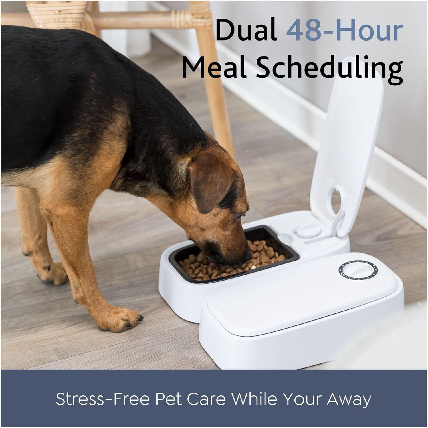 TRIXIE TX2 Automatic Food Dispenser, Dual Compartments, Dual Timer, 48 Hour Timer, Battery Operated, White image number 2