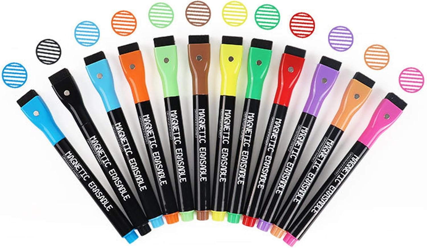 Chalk Markers 12 Count Colorful Fine Tip Dry Erase Markers with Eraser Drawing Markers Magnetic Whiteboard Markers 1-2Mm Bullet Tip for Chalkboard Erasable Chalkboard Pens Menu Board image number 2