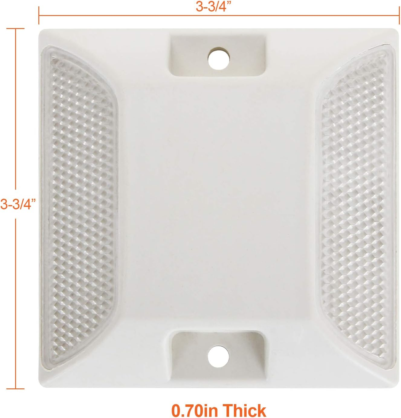 20Pack White Reflective Road Driveway Marker 3-3/4&rdquo;X 3-3/4&rdquo;Street Pavement & Asphalt Stud Markers, Great Reflecting for Speed Bumps, Sidewalks, Pedestrian Crossings, Freeways, Driveways