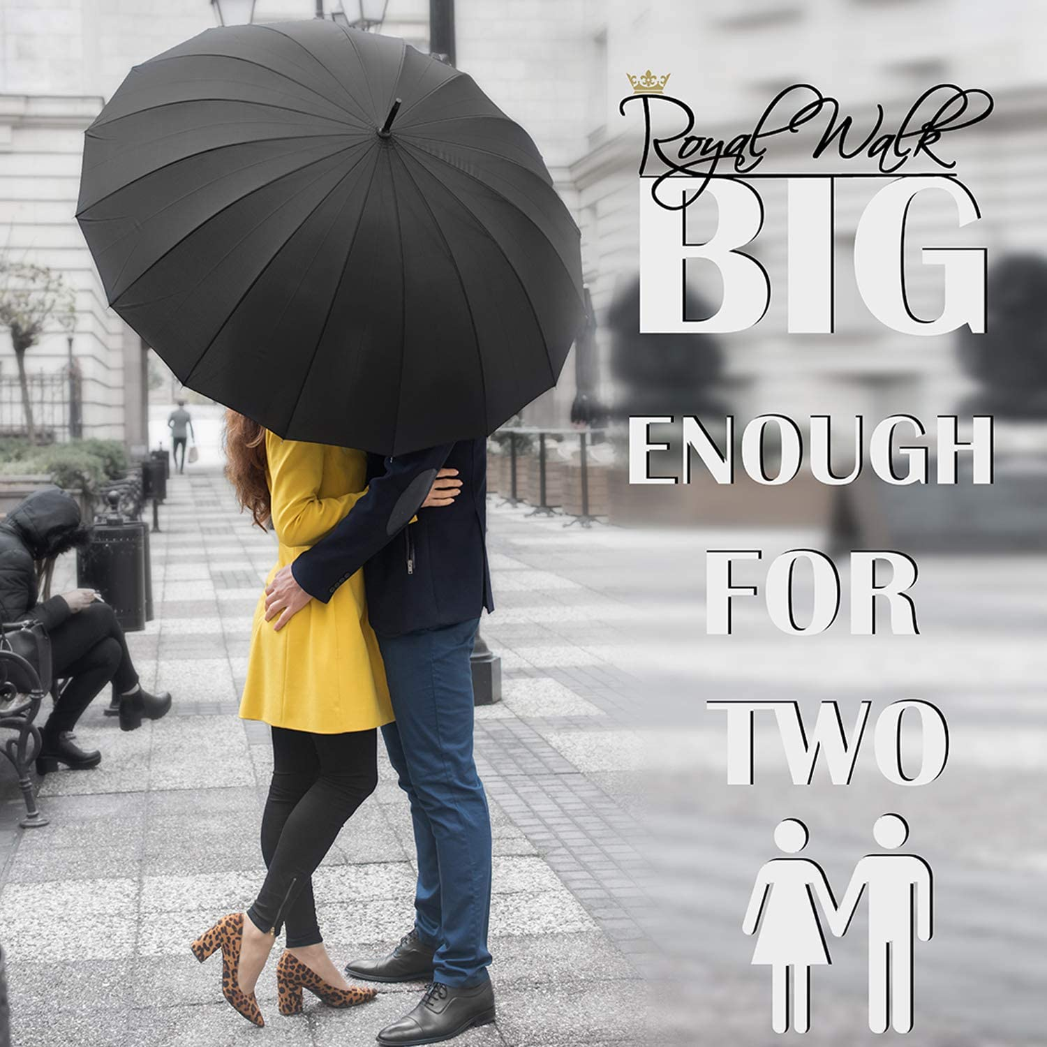 Royal Walk Windproof Large Umbrella for Rain 54 Inch Automatic Open for 2 Persons Wind Resistant Big Golf Umbrellas for Adult Men Women Classic Wooden Handle Fast Drying Strong 16 Ribs Travel 120Cm (Black) - Dark Green image number 6
