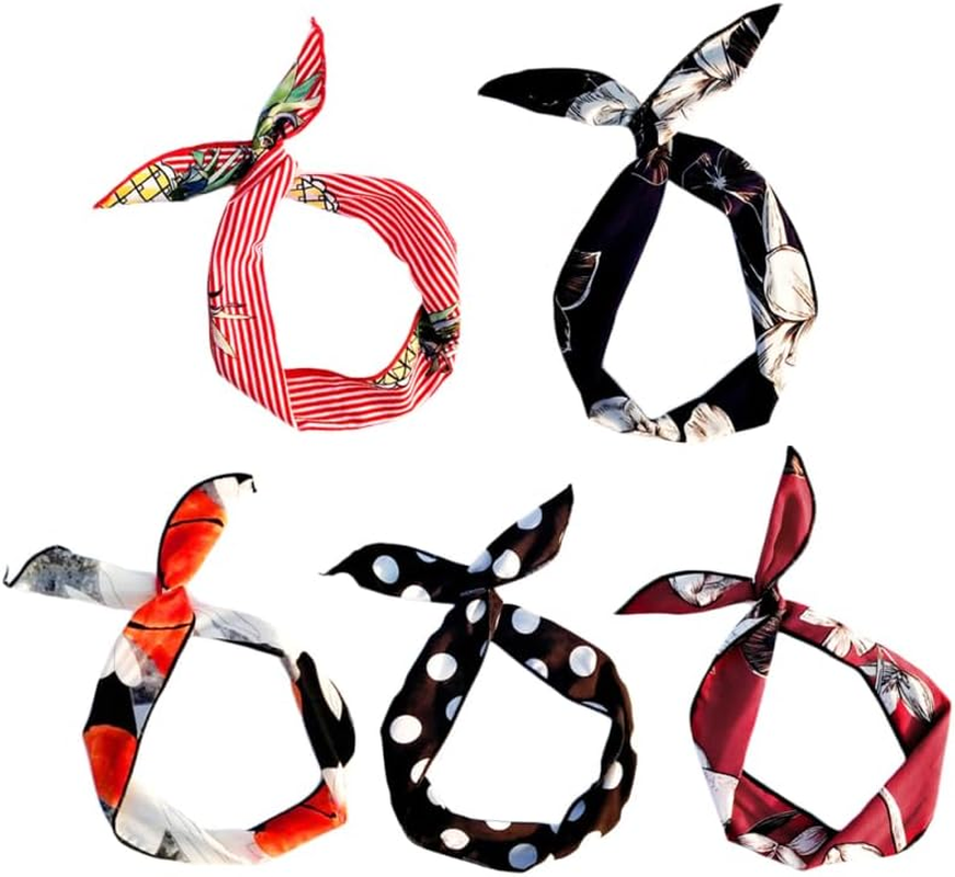 OATIPHO Pack of 9 Metal Wire Bands, Wist Bow Wired Hair Bands, Yoga Head Wraps, Sports, Elegant, Hair Accessories for DIY, Adjustable image number 6