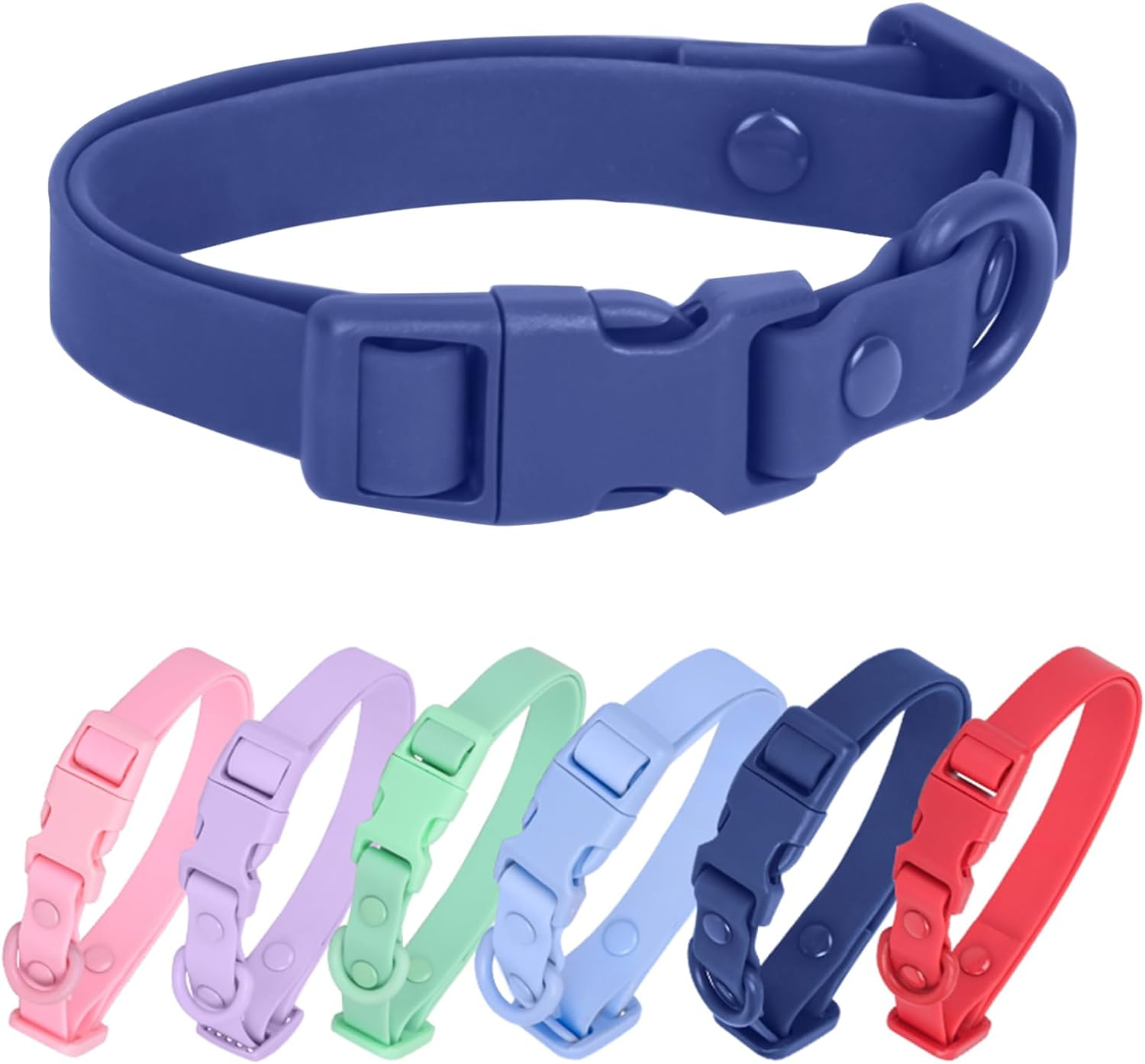 Waterproof Dog Collar Soft Rubber Dog Collar with Safety Buckle Adjustable Pet Collars for Small Medium Large Dogs