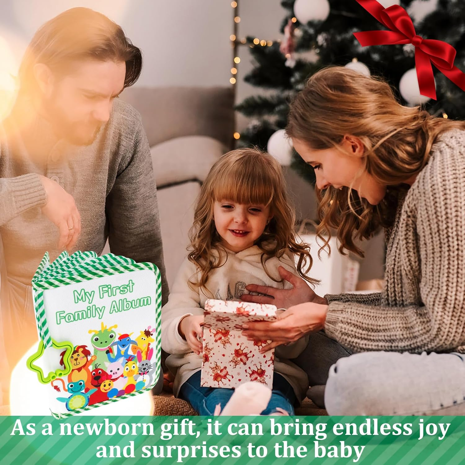 Baby Photo Album, My First Photo Book for Baby or Toddlers, First Family Memory Book for Newborns, Cute Soft Cloth Photo Book, My Family Album Toddler Photo Album for Babies Shower (Green) image number 5