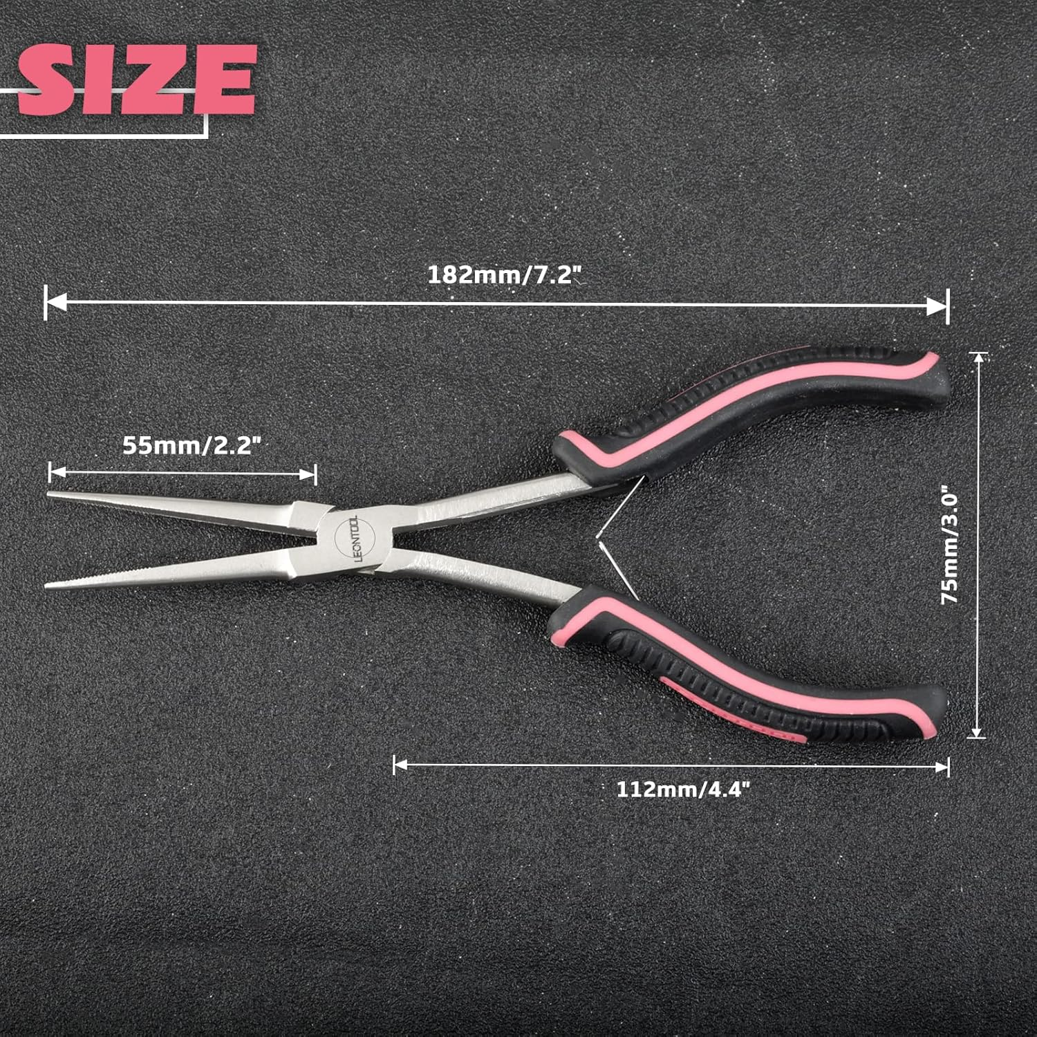 LEONTOOL Long Reach Needle Nose Pliers with Teeth 7-Inch Extra Long Needle Nose Plier for Jewelry Making Small Long Reach Long Nose Plier Non-Slip Handles Working in Tight Spaces, Pink Tool for Women image number 6