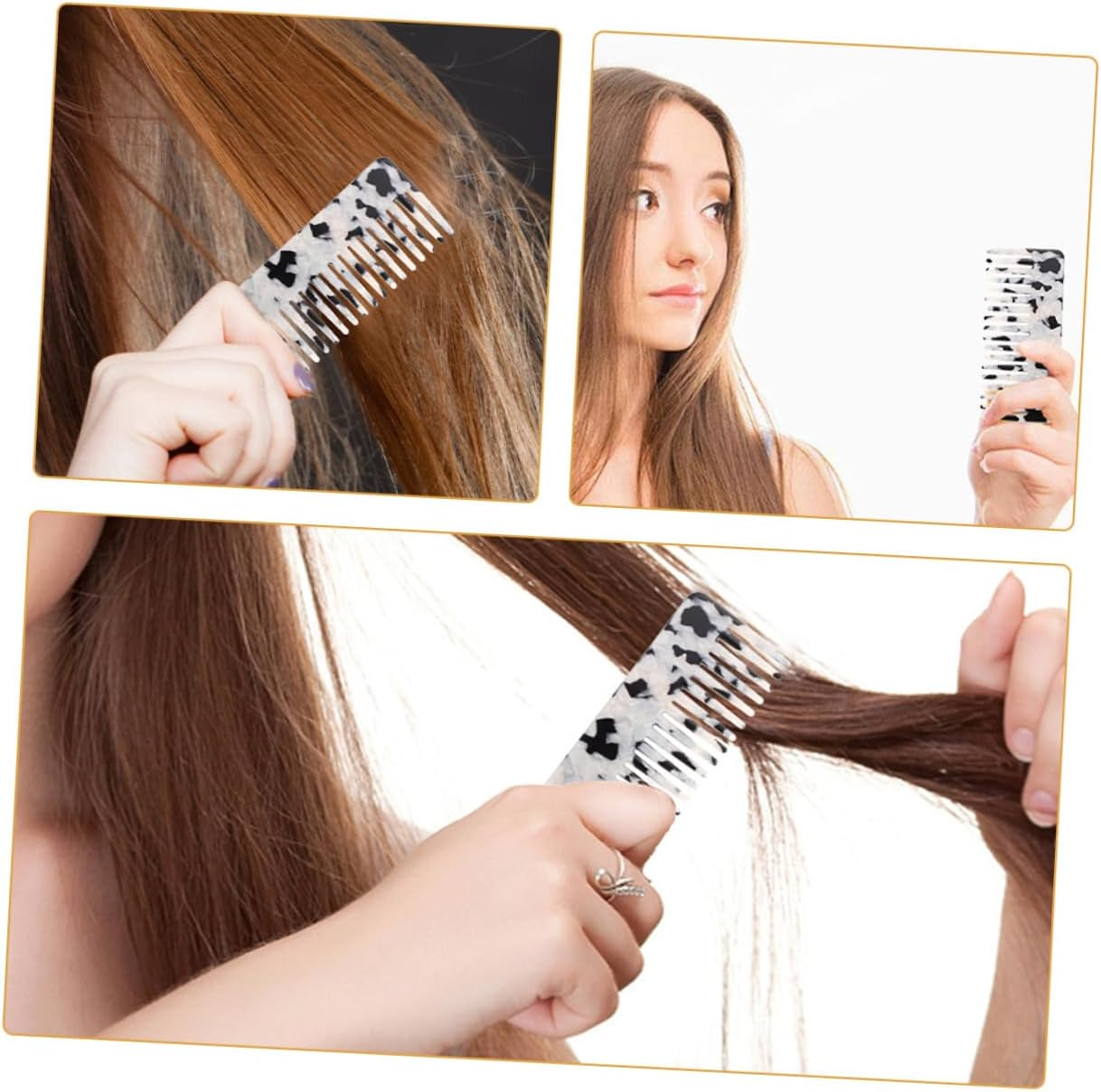 CANIGHT 2Pcs Fashionable Anti-Static Hair Combs Detangling Combs for All Hair Types Lightweight Acetate Design for Travel and Home Use image number 2