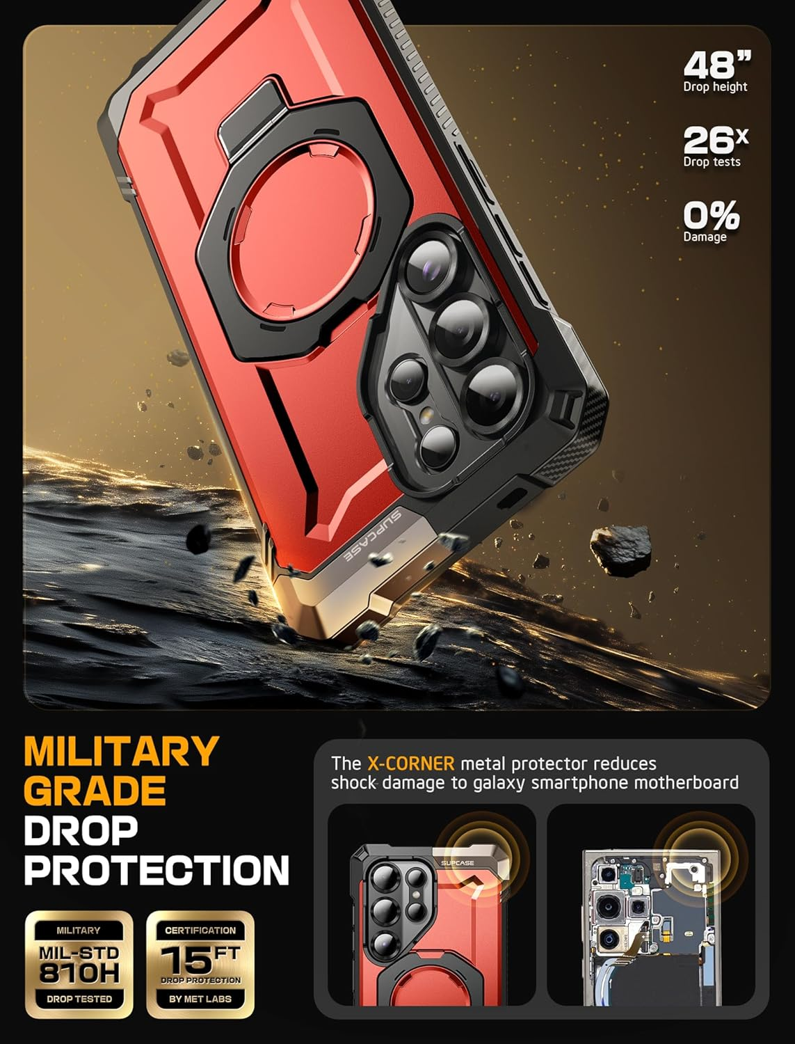 SUPCASE for Samsung Galaxy S25 Ultra Case with Stand (Unicorn Beetle Grip), [S Pen Friendly] [Compatible with Magsafe] [Military-Grade Protection] Magnetic Phone Case for S25 Ultra 6.9 Inch, Ruddy image number 6