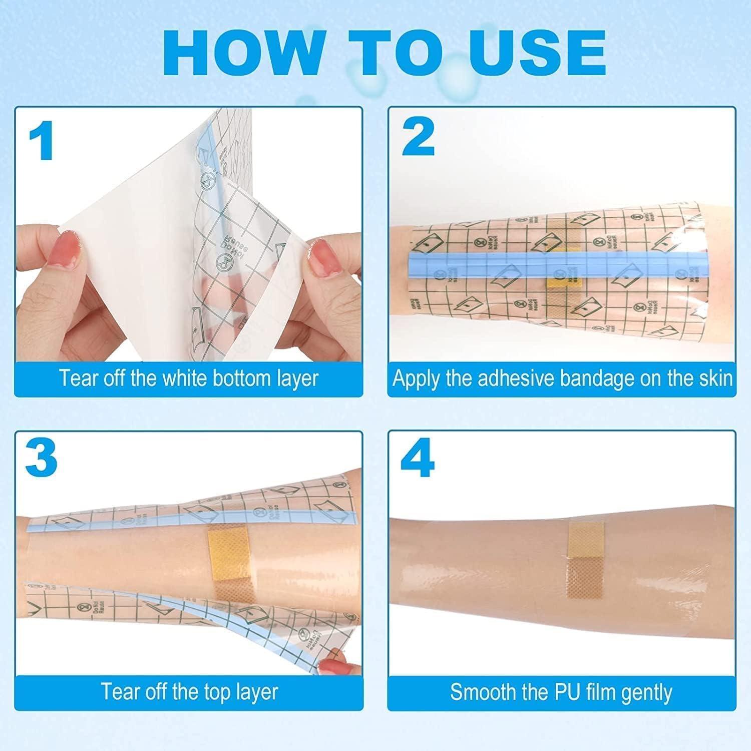 2 Pcs Clear Film Dressing Bandages, Breathable Protective Films, Waterproof PU Film Fixed Bandage Tape, for Waterproof Plasters&Tattoo Film Healing, Washing, Swimming & Bathing (6 * 79 In) image number 1