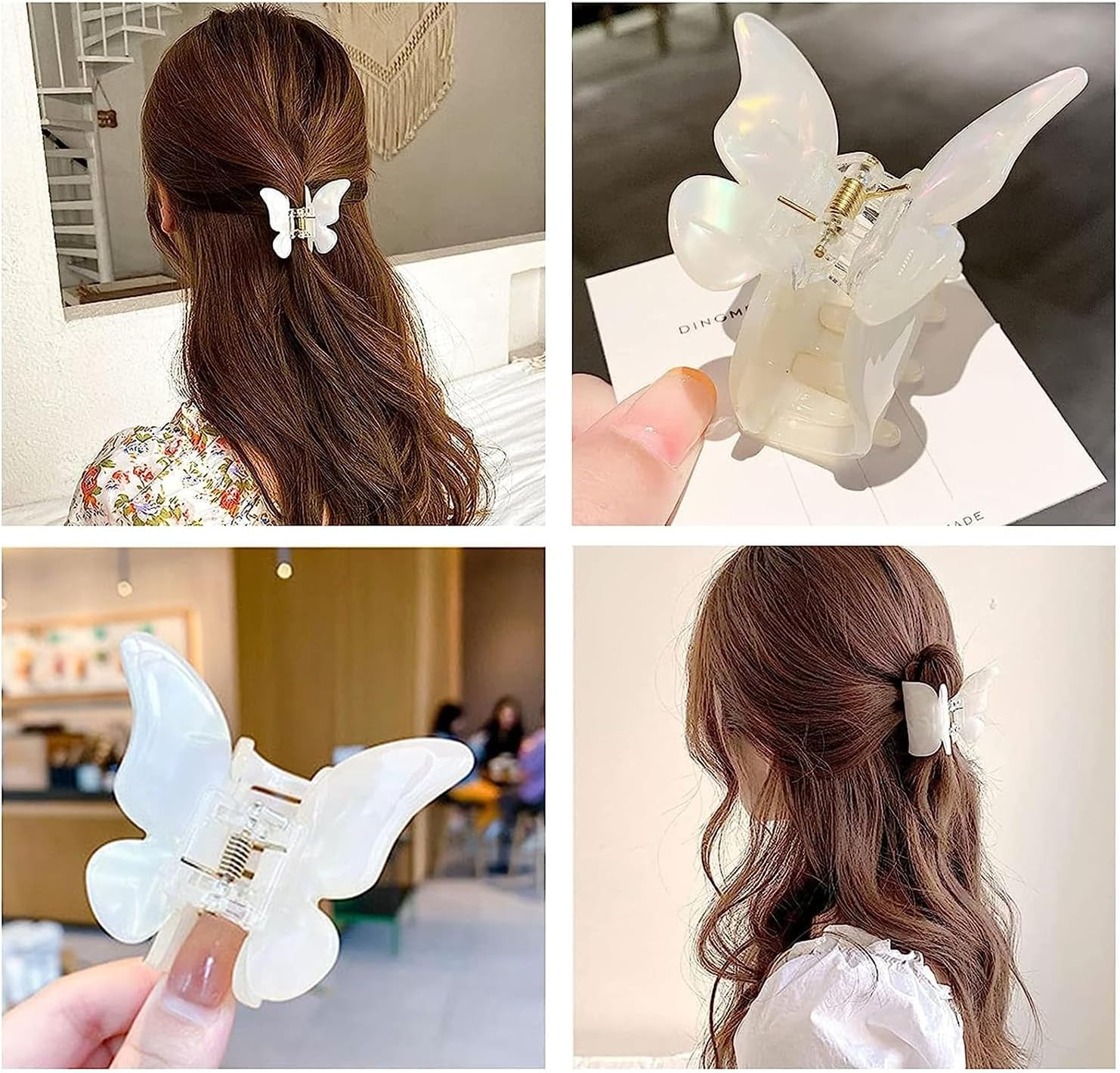 TYEQWT 3 Pieces Butterfly Hair Clips in Acetate, Cute Hair Clips, Non-Slip Medium Hair Clips, Butterfly Hair Accessories for Women and Girls image number 5