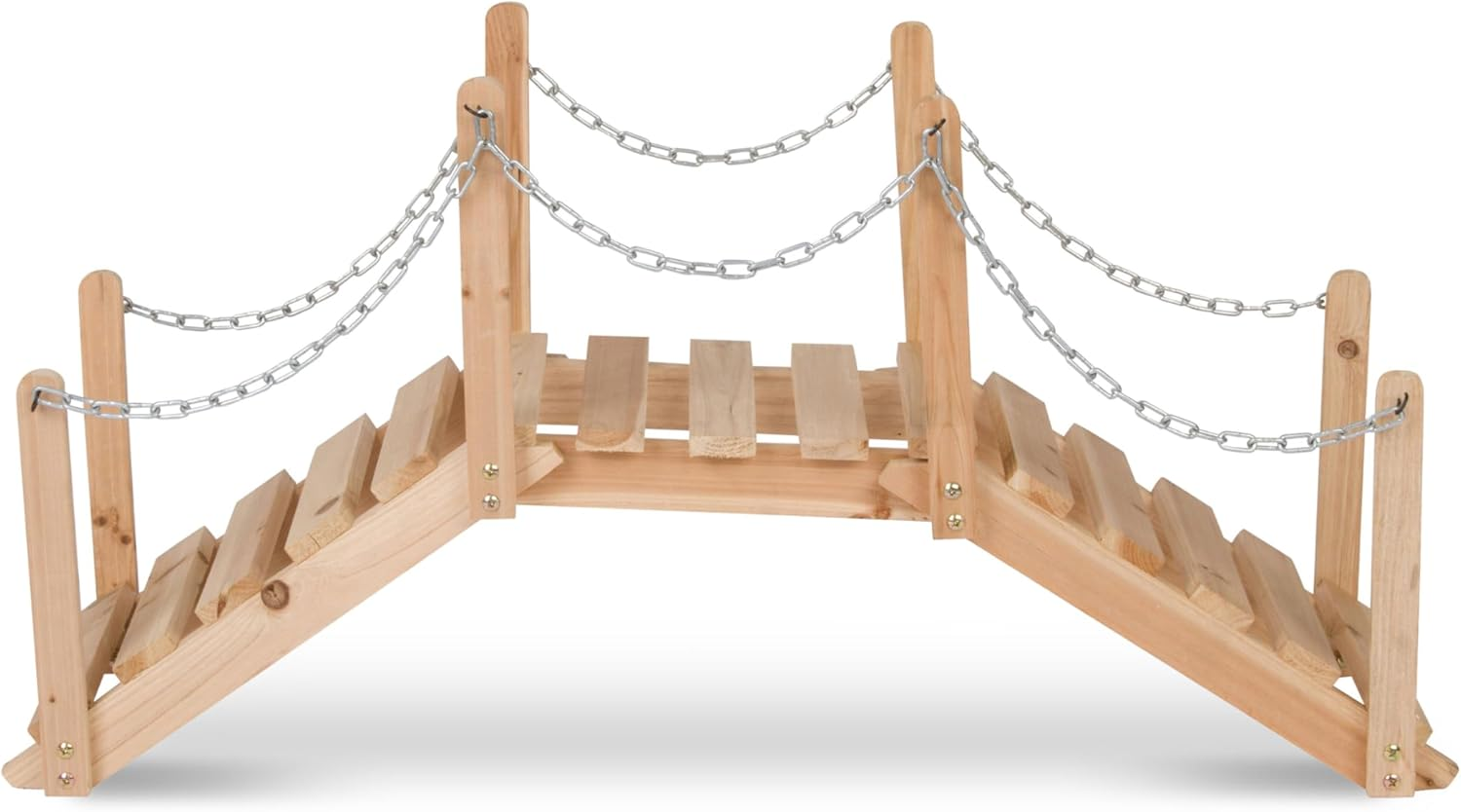 Shine Company 4963N Decorative Cedar Wood Garden Bridge with Side Rails, Natural image number 4