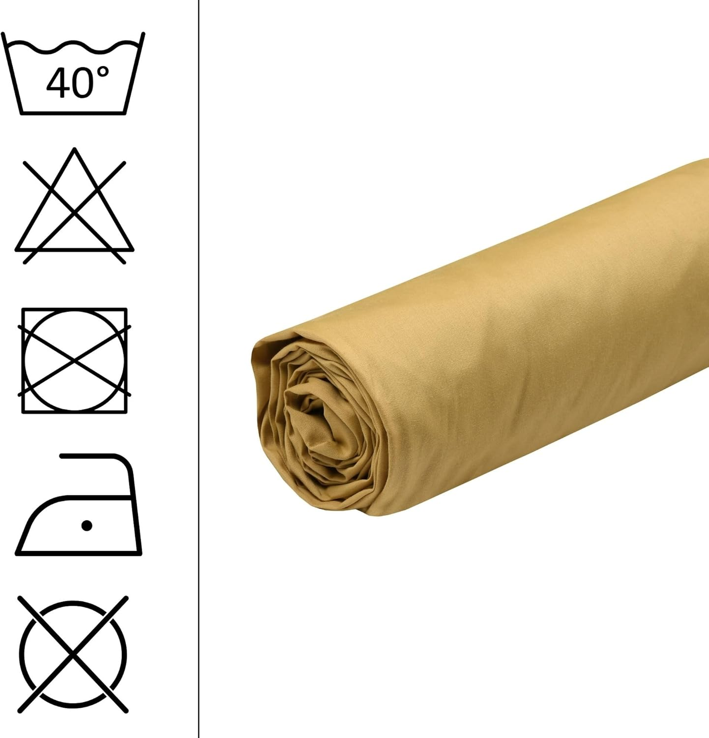 STOF - Fitted Sheet - Size 180 X 200 Cm Large 30 Cm - Cotton Percale Quality - 100% Oeko-Tex Certified Cotton - Mustard Colour - Elysee Model - Bed Linen for Home - Soft and Comfortable image number 3