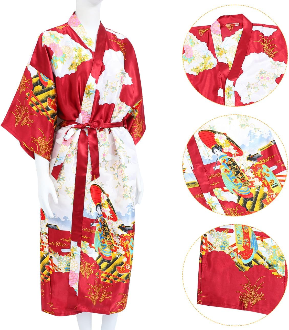 PRETYZOOM Japanese Kimono Costume Kimono Robe Japanese Kimono Sleepwear Kimono Robes for Women Men image number 4